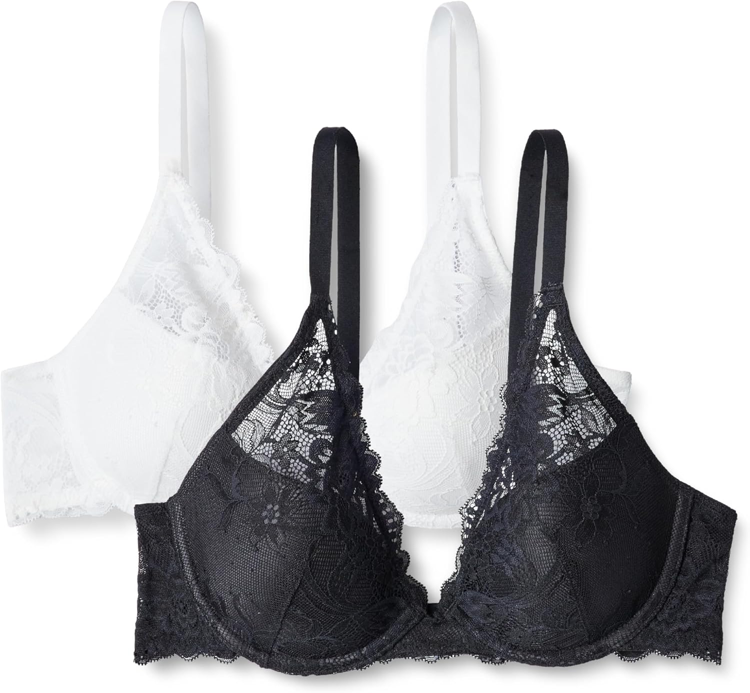 Thumbnail 5 de Amazon Essentials Damen Dehnbare Galloon-Spitze Gepolstert mit Bügel Tiefer Plunge-BH, 2er-Pack