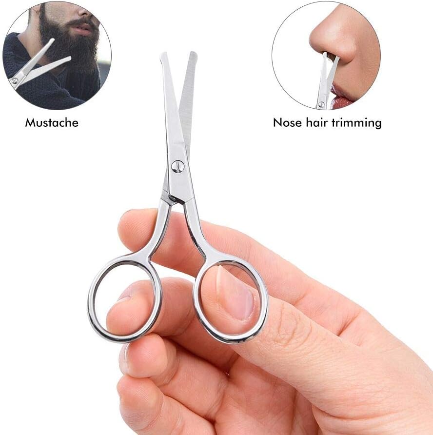 Thumbnail 5 de LIVINGO – Lot de 2 ciseaux professionnels pour barbe et poils de nez, bout arrondi