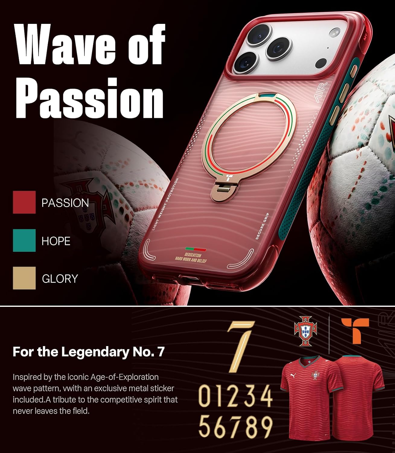 Detalle de TORRAS Q3 Air Limited Edition for iPhone 17 Pro Max, Inspired by Portugal Football Federation