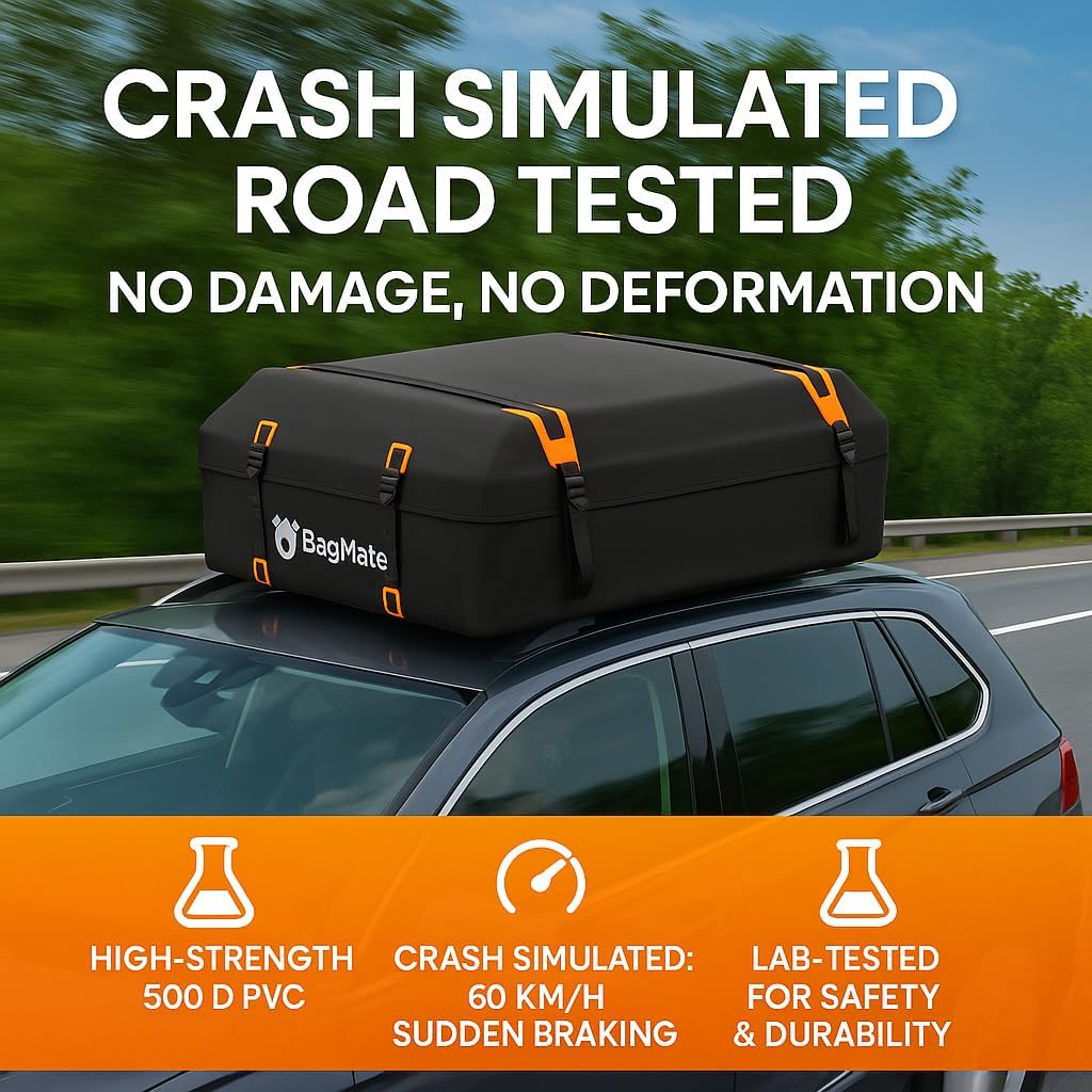 Thumbnail 1 de BAGMATE Waterproof Car Roof Bag – 19 Cubic Ft Rooftop Carrier with Anti-Slip Mat and 4 Door Hooks