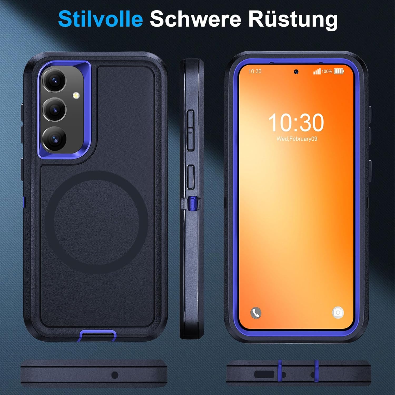 Thumbnail 5 de Giyer Handyhülle für Samsung Galaxy A54 5G – 360° stoßfest mit Displayschutz, Schutzfolie & Magnetring (Blau)