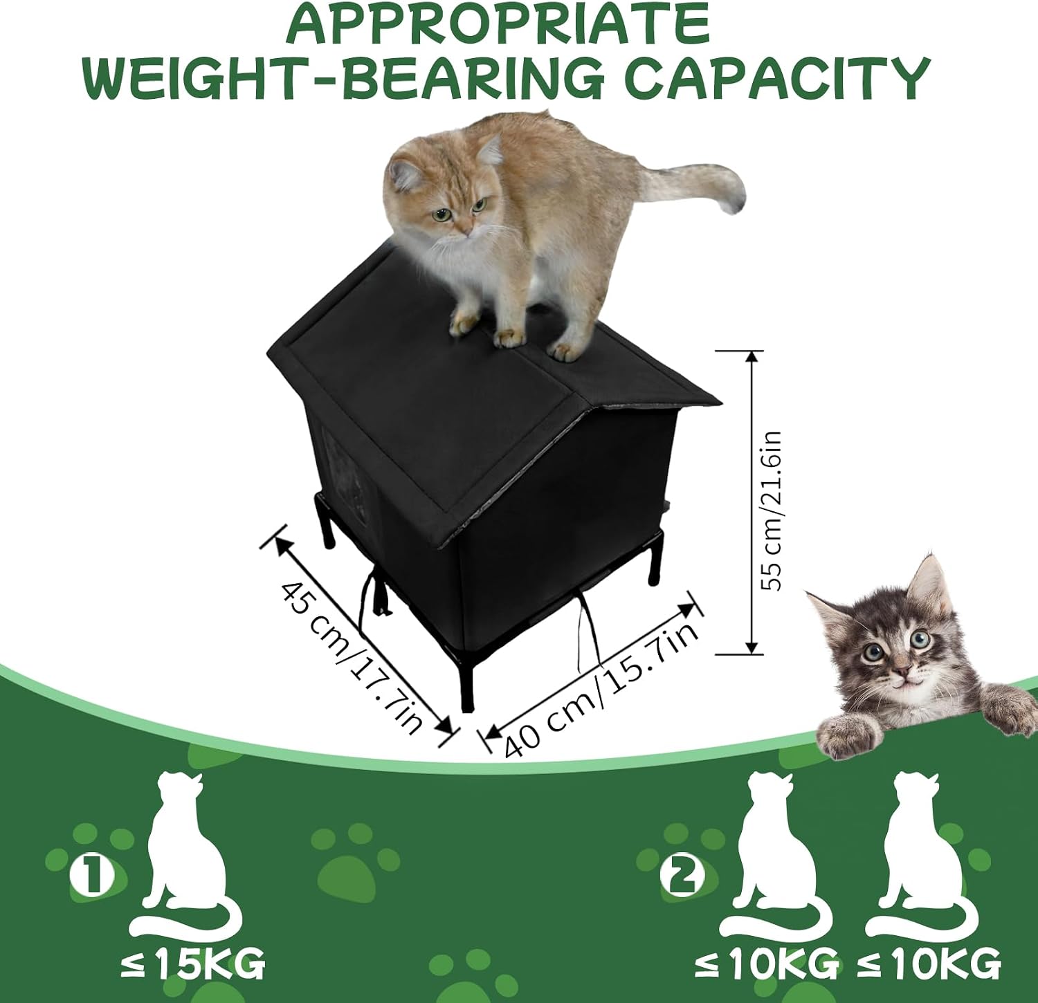Detalle 2 de Outdoor Cat House Weatherproof with Aluminium Film Insulation (Large, Black)