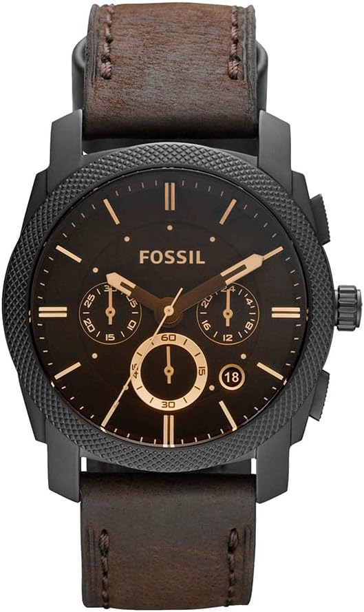 Detalle de Fossil Machine Watch da Uomo, 45 mm, movimento al quarzo cronografo con cinturino in acciaio inox
