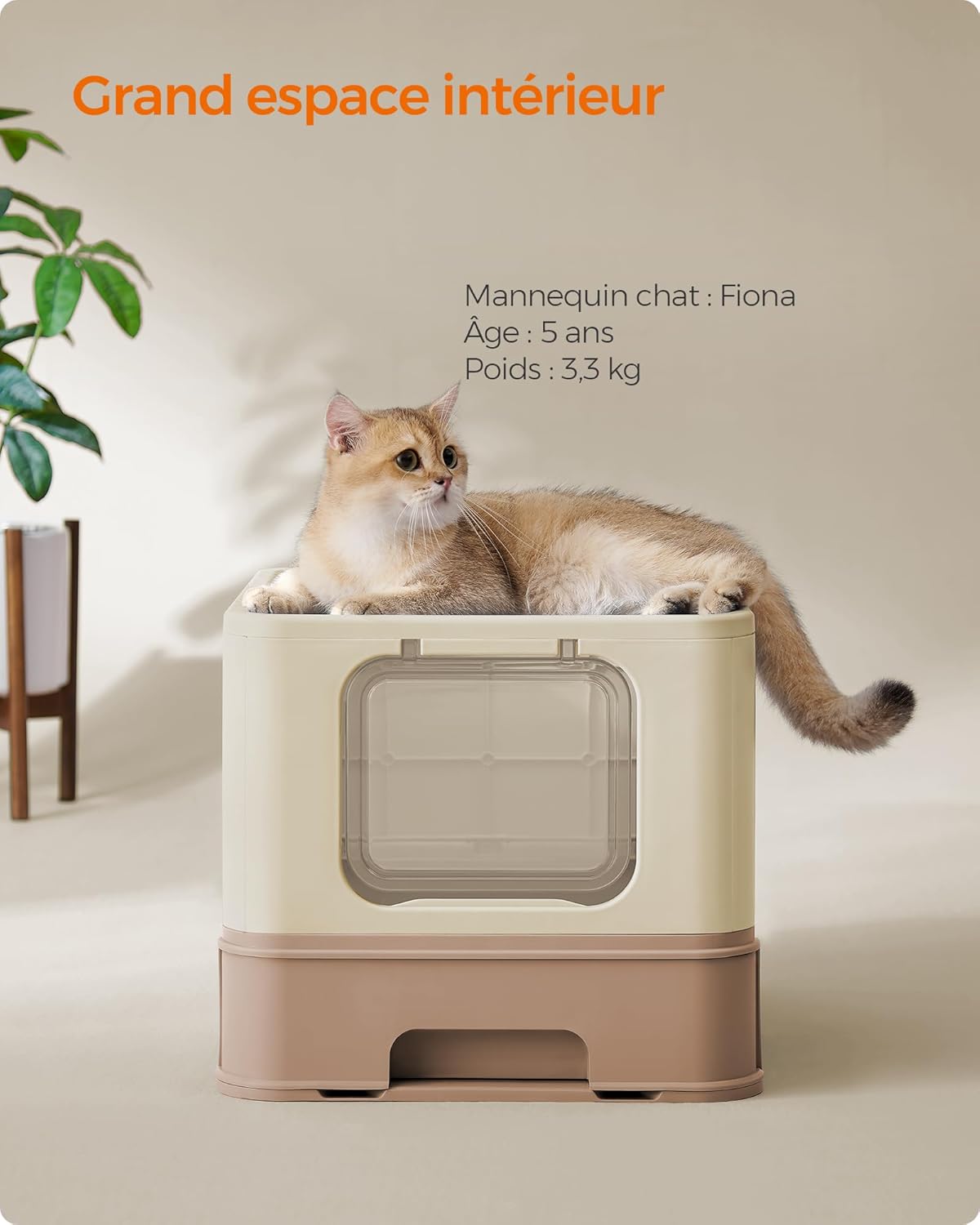 Detalle 2 de Feandrea Bac à Litière Fermé pour Chat — Maison de Toilette avec Plateau Amovible et Accessoires (Grand Chat) PPT001LJ02