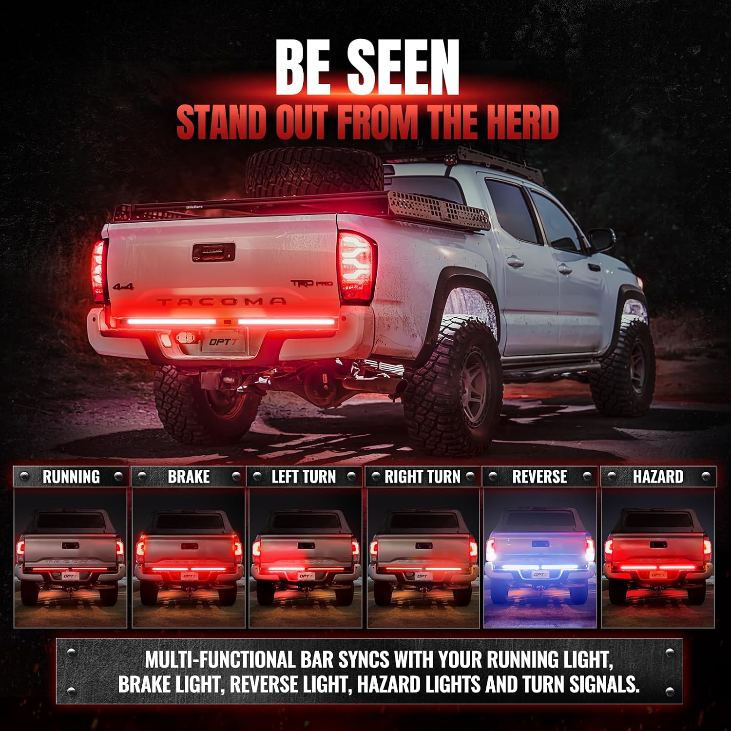 Thumbnail 3 de OPT7 Redline Parlux Triple Row LED Tailgate Bar for Tacoma