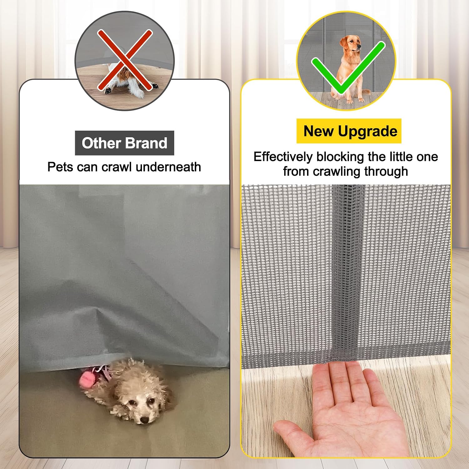 Thumbnail 1 de Bingguz 42" Retractable Baby Gate, 60" Wide, Gray Mesh with Reinforced Rods