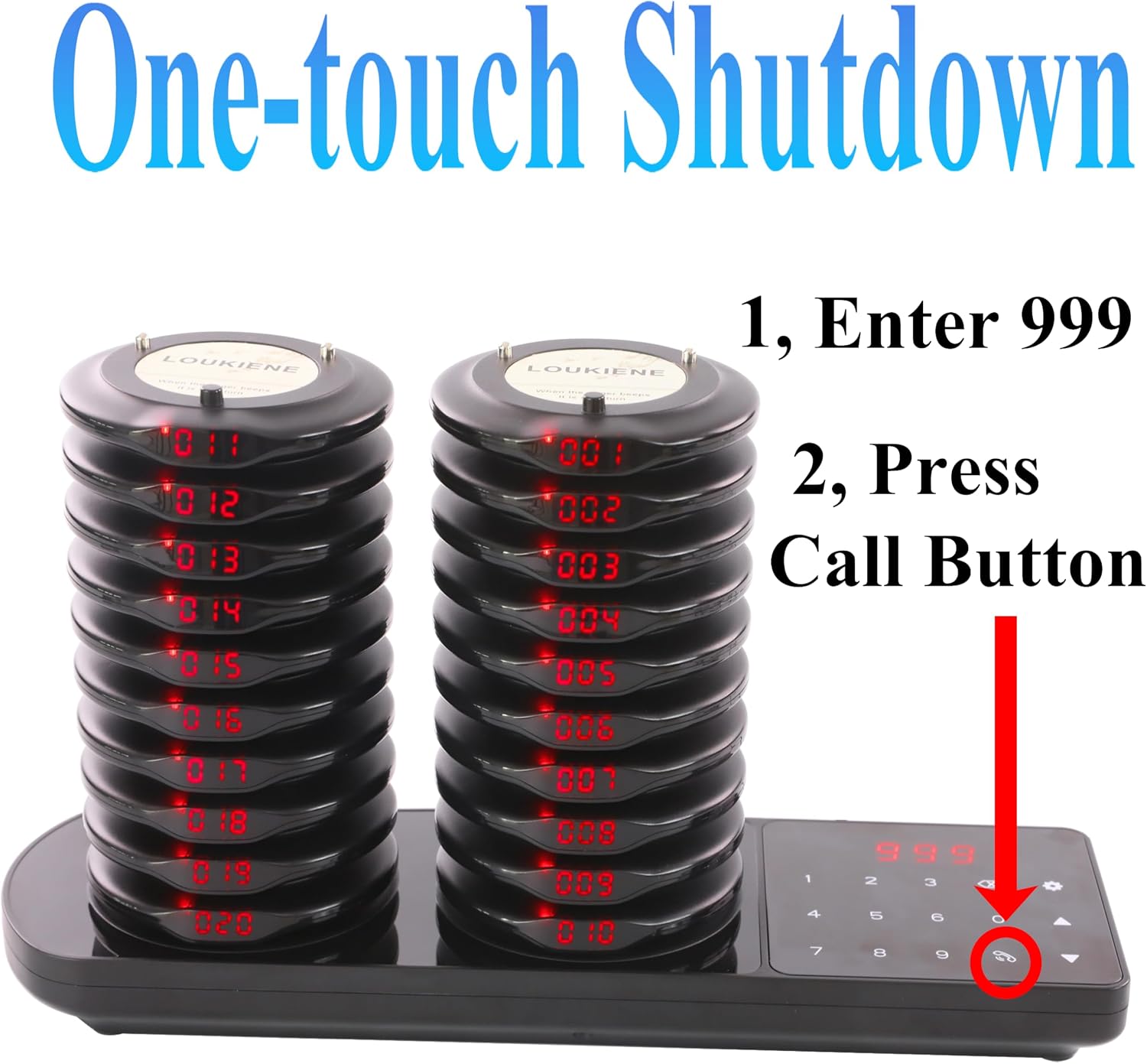 Thumbnail 3 de LOUKIENE Restaurant Pager System 20 Wireless Coaster Pagers