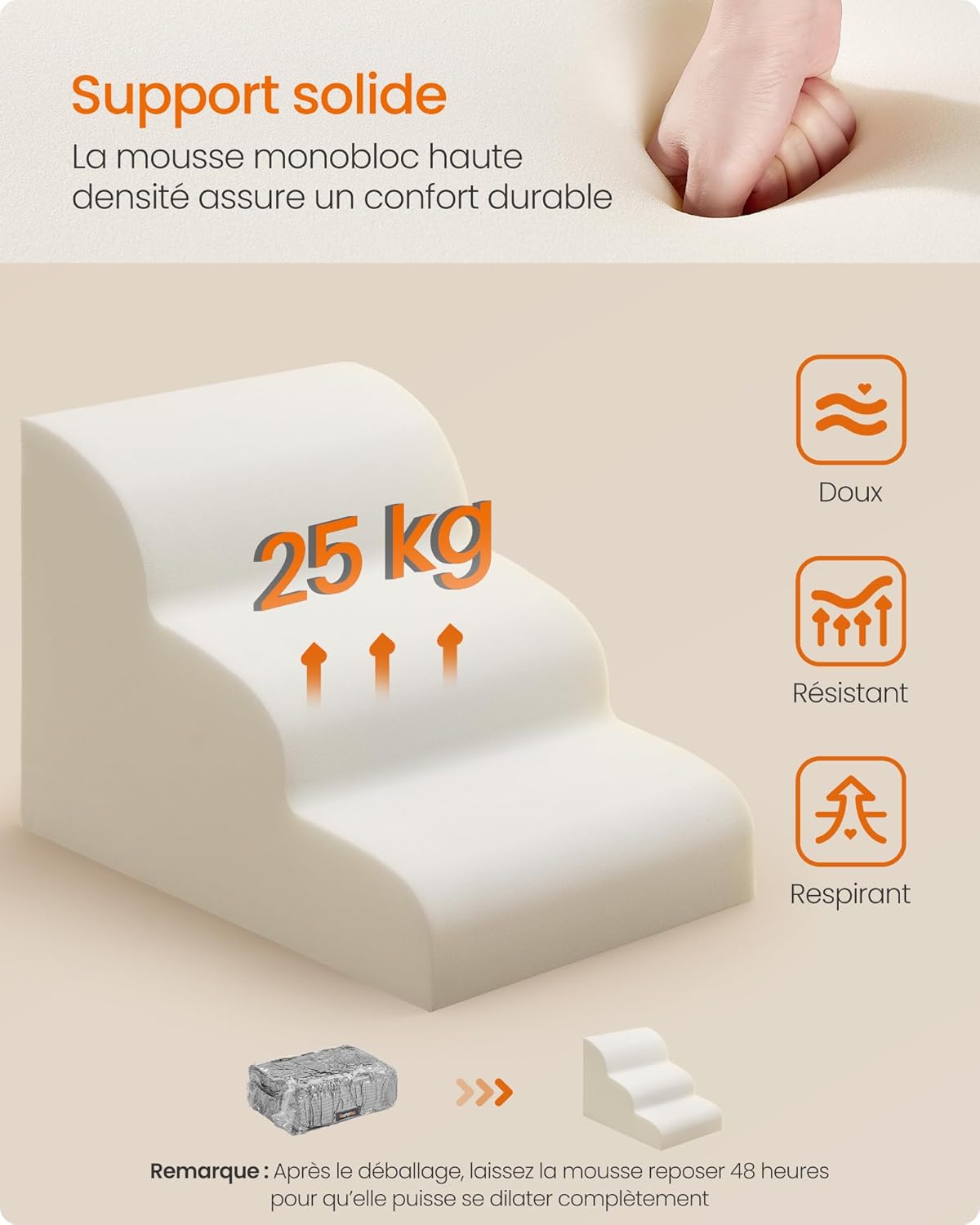 Thumbnail 3 de Feandrea Escalier pour chien à 3 marches avec housse imperméable et antidérapante (PPS003G01) – gris tourterelle