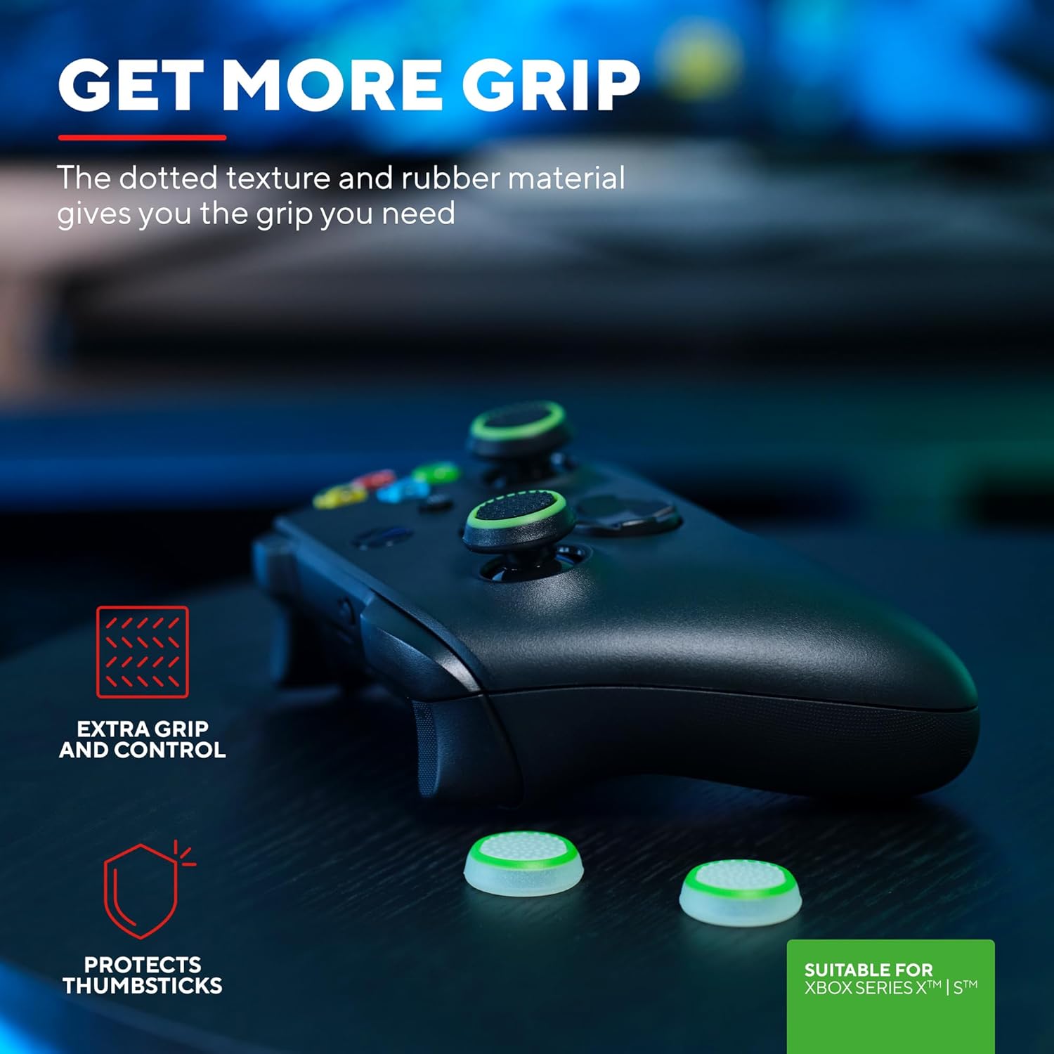 Thumbnail 1 de Trust Gaming GXT 267 4-pack Xbox Thumb Grips (Glow in the Dark) for Series X/S Controllers
