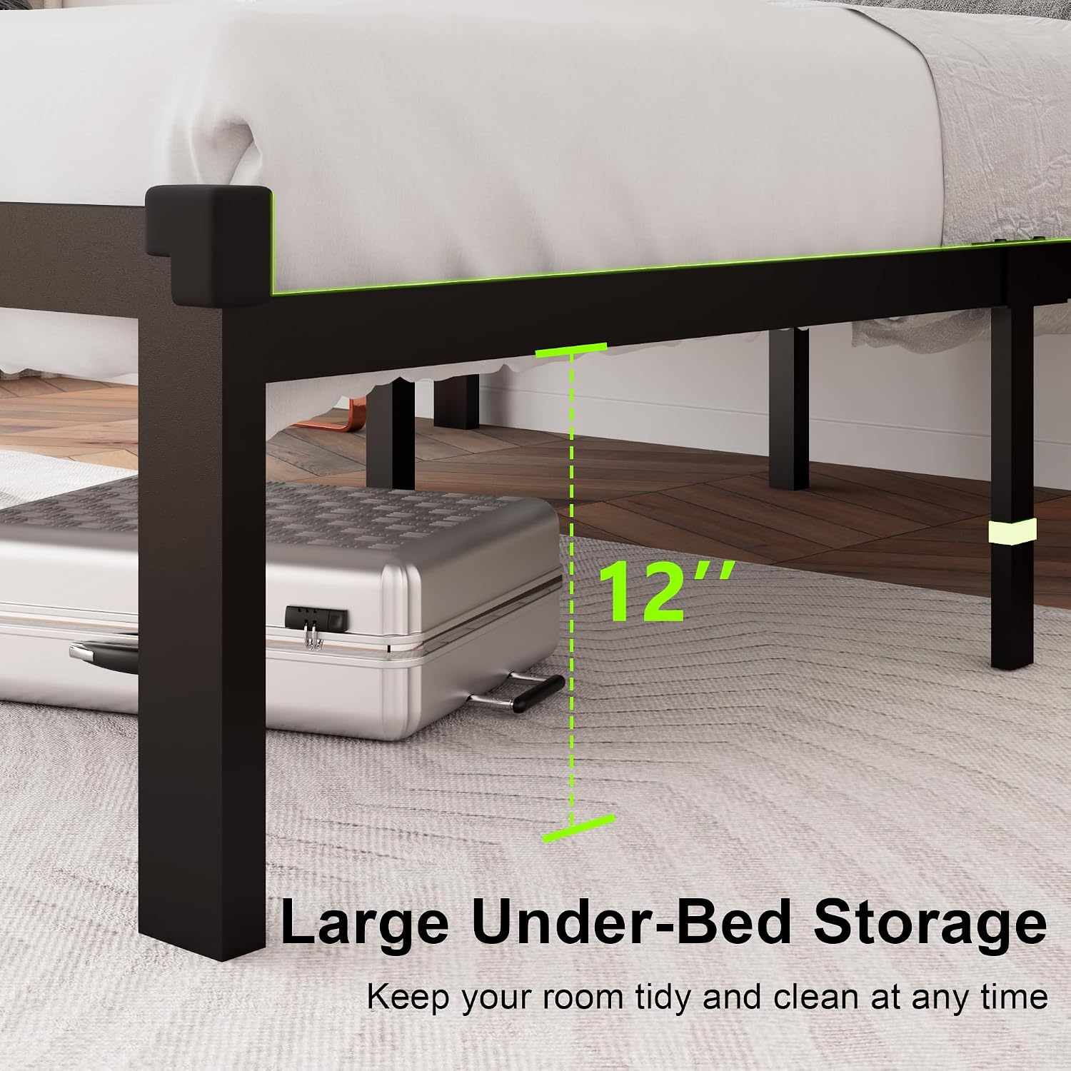 Detalle de Feonase 682A3 Queen Platform Bed Frame with Tufted Headboard and 12-Inch Storage