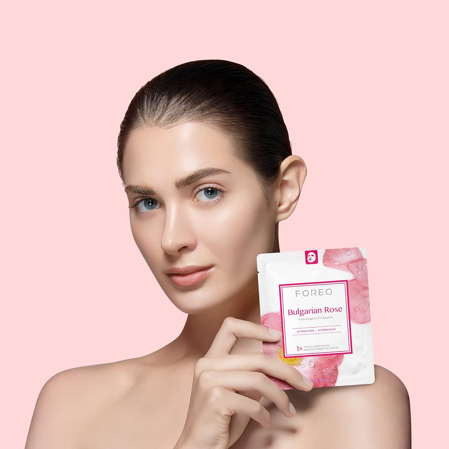 Detalle 2 de FOREO Masque Tissu UFO à la Rose Bulgare (peau sèche) – pack de 3, régénérant et apaisant