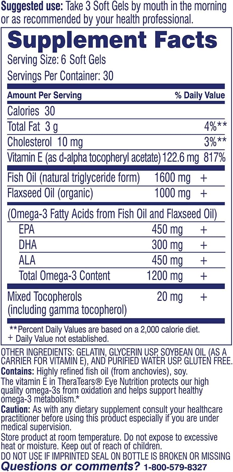 Detalle 2 de TheraTears Omega 3 Eye Care Supplement, 180-Count with Fish and Flaxseed Oils