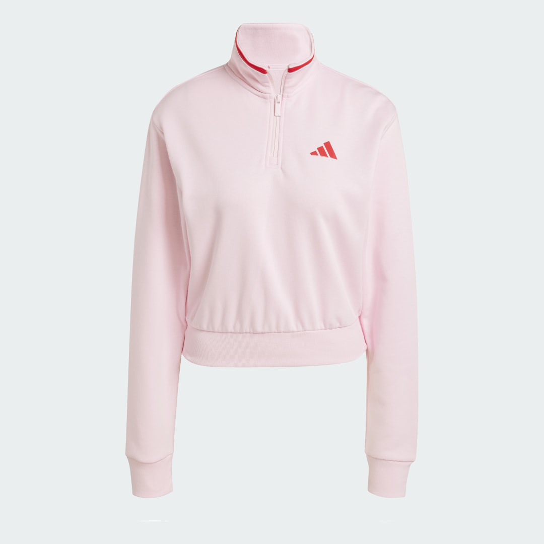 Thumbnail 3 de Sudadera Essentials Color Pop French Terry Crop Quarter-Zip de Adidas: comodidad con toque moderno en rosa