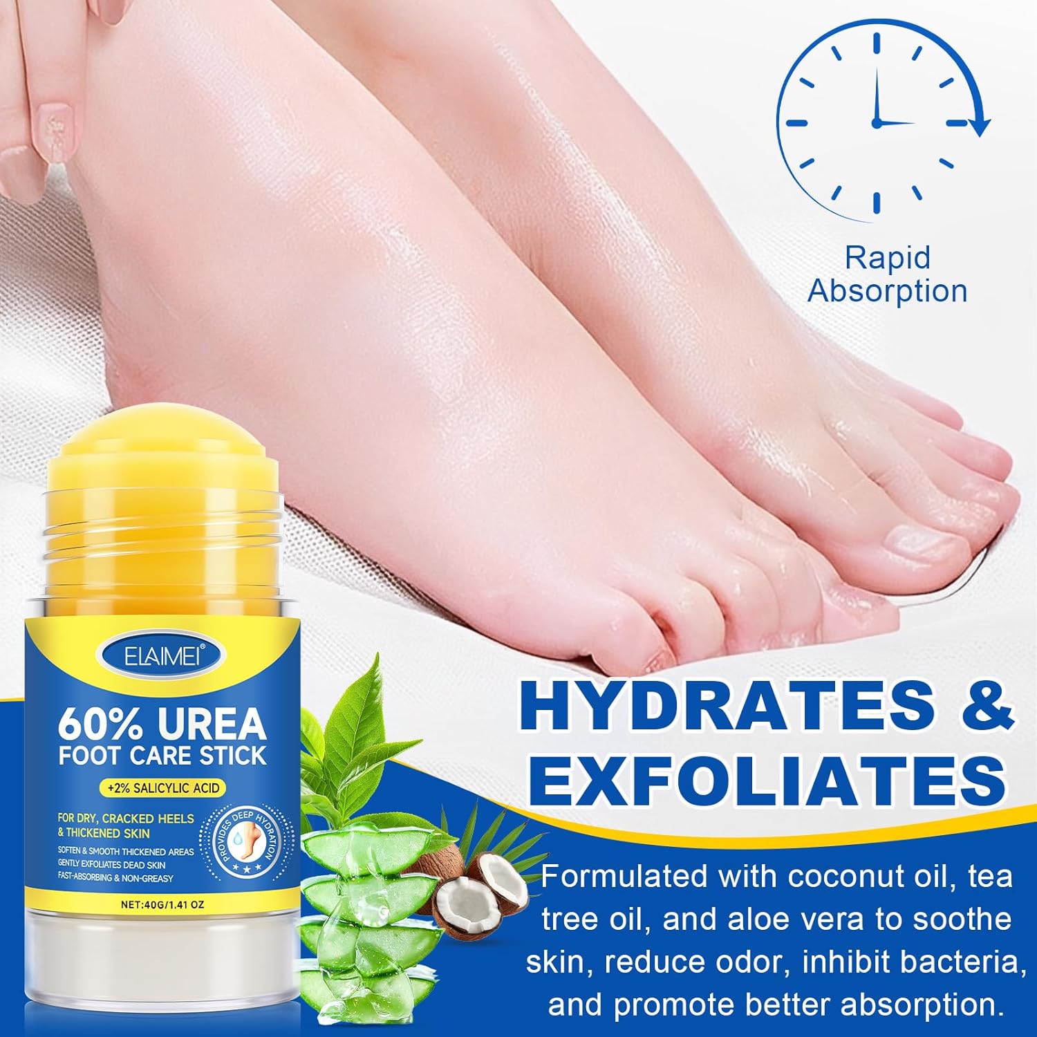 Thumbnail 5 de Urea Cream 60 % für Füße (60 % Harnstoff) Stick mit 2 % Salicylsäure, 40 g – für rissige Fersen