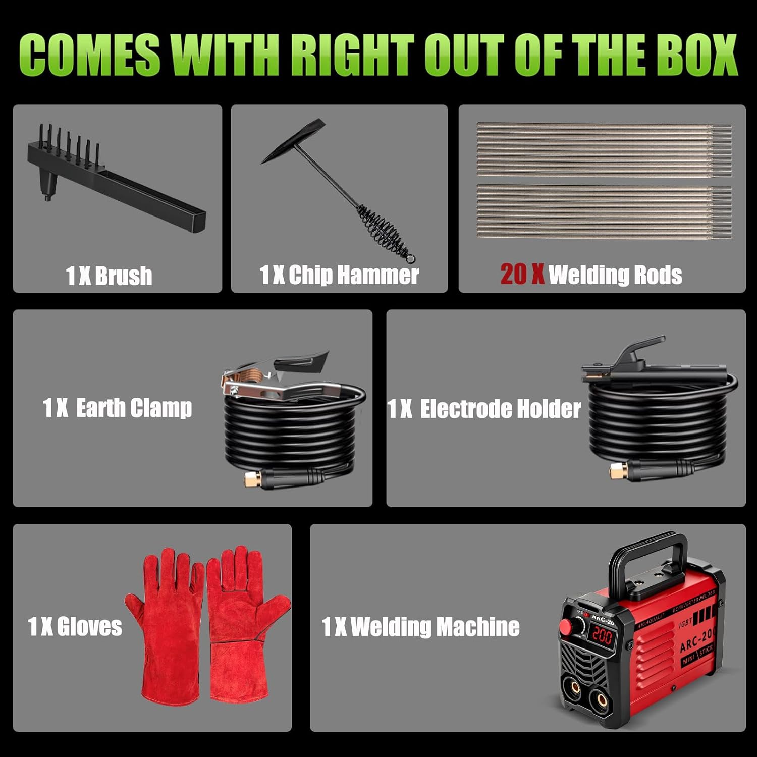 Thumbnail 6 de Hpoouo 200Amp Stick Welder 110V with 20 Rods