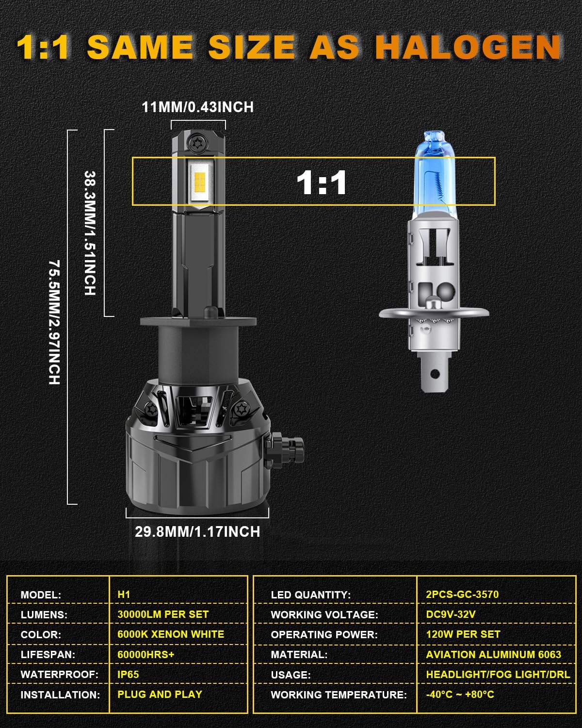 Thumbnail 4 de Katur H1 120W 30000LM Lampadina LED per auto