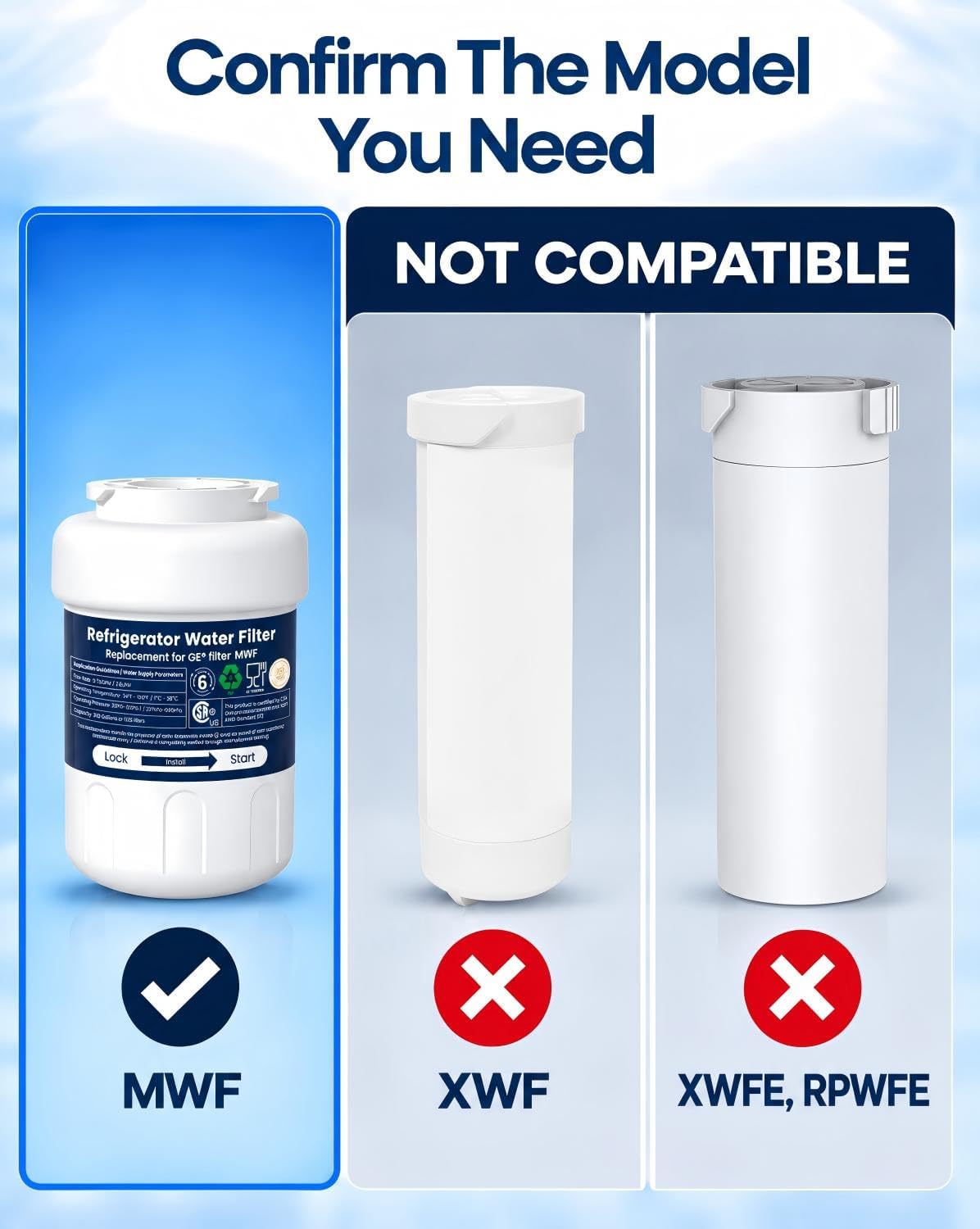 Thumbnail 1 de Molifal RFW04 Replacement Water Filter for GE MWF, 3-Pack