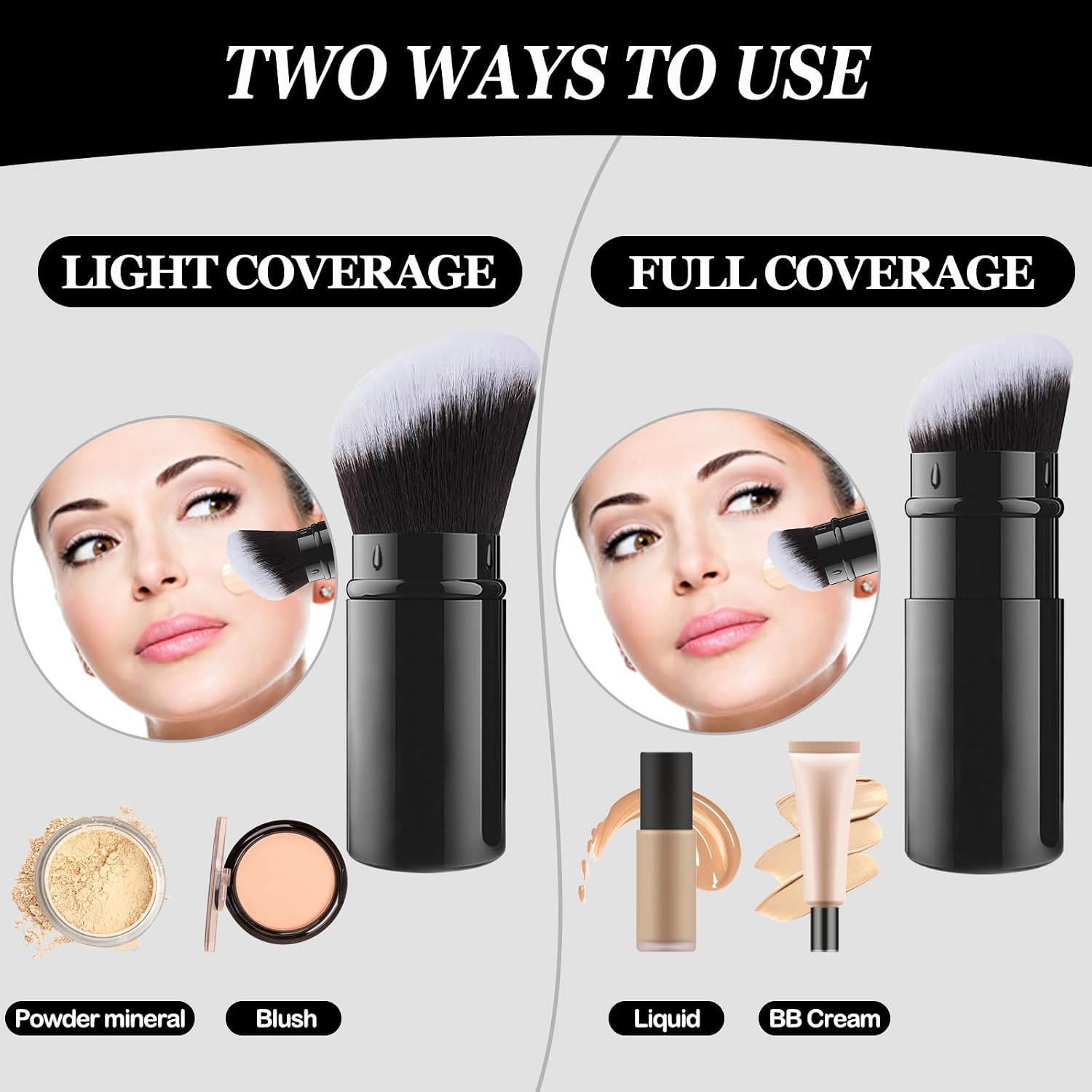 Detalle de Retractable Kabuki Makeup Brush with Aluminium Handle