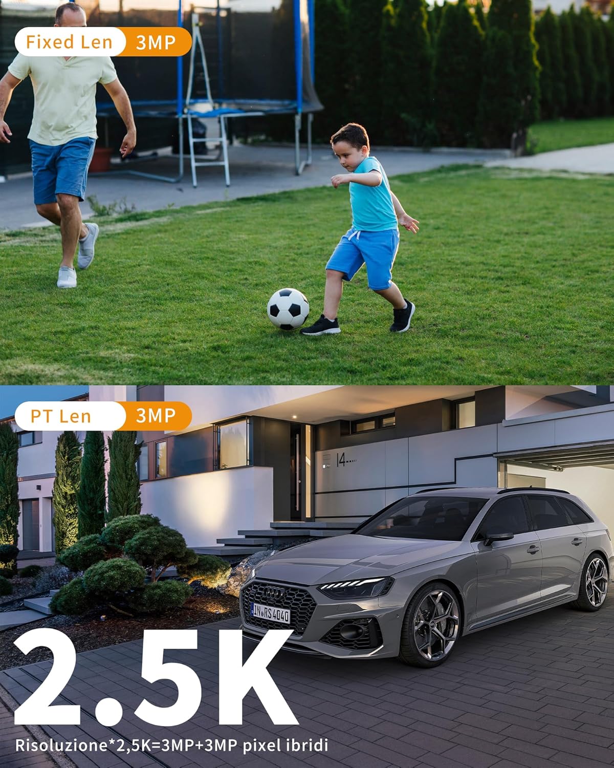 Thumbnail 2 de Reobiux Telecamera Wi‑Fi Esterno con Doppio Obiettivo PTZ 360° – 2.5K, Visione Notturna e Audio Bidirezionale