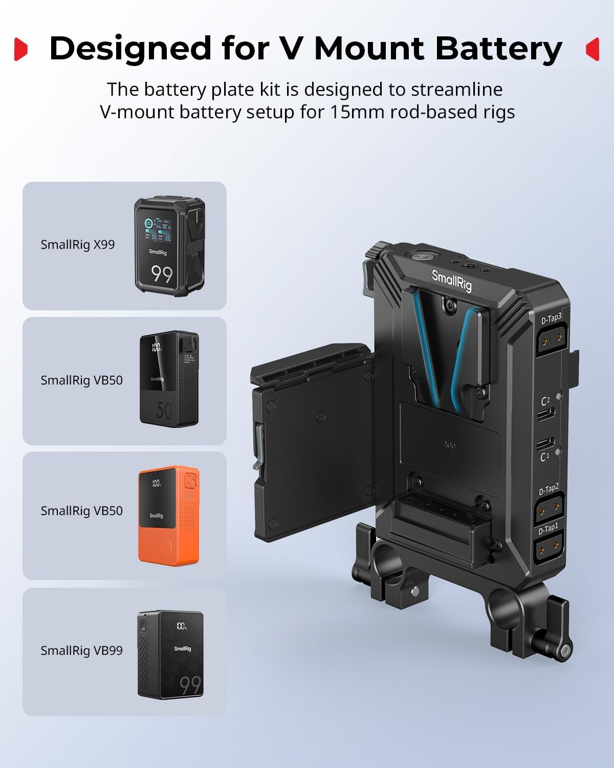 Thumbnail 1 de SMALLRIG V-Mount Battery Plate Kit for 15mm LWS Rods (5226)