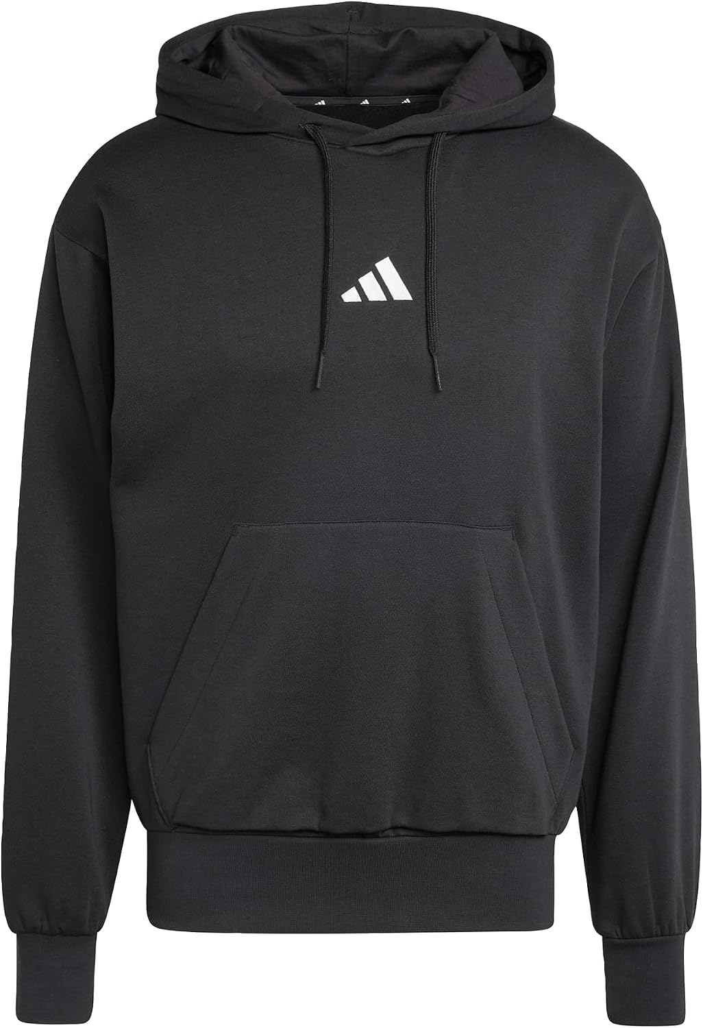 Detalle de adidas Men's Essentials Feelcozy Fleece Hoodie Sweatshirt – Black/White, Size L