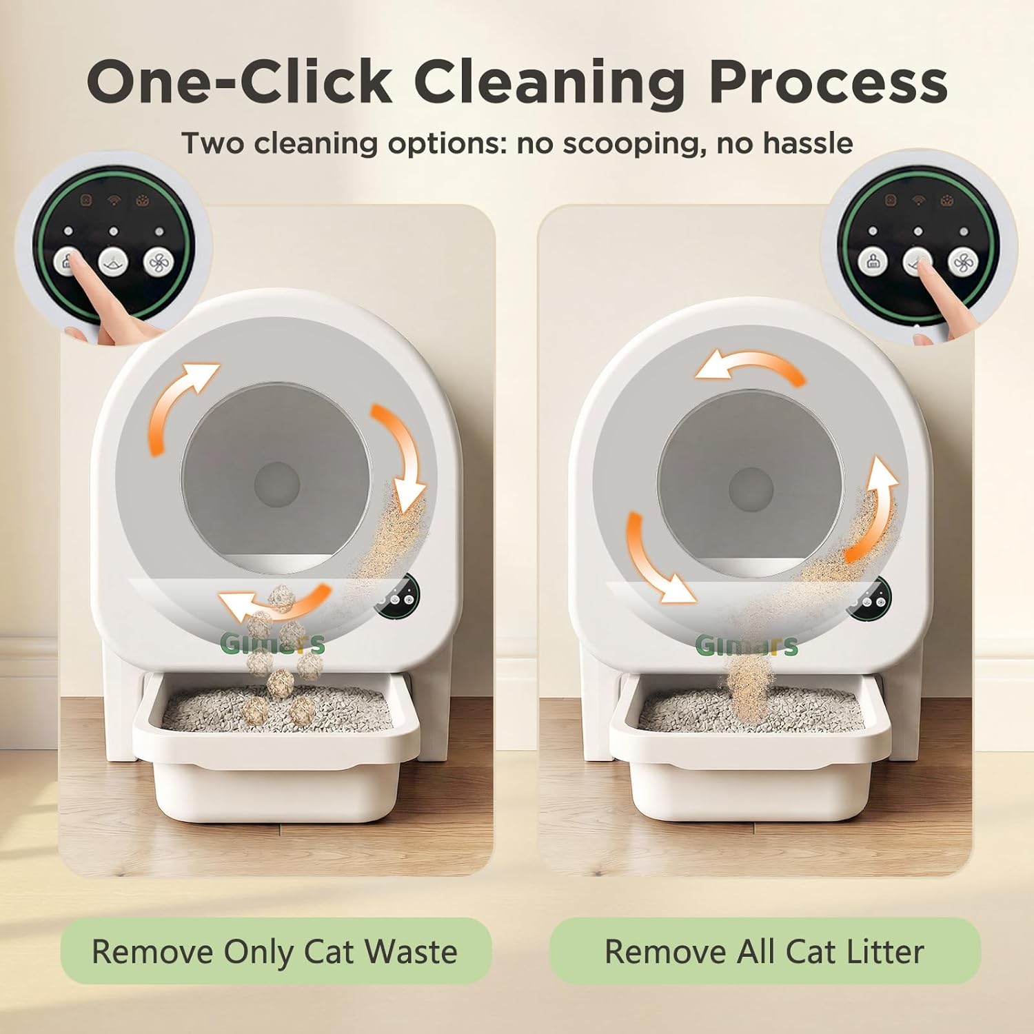 Detalle 2 de Gimars XXL 90L Anti-Pinch Self-Cleaning Cat Litter Box with App Control