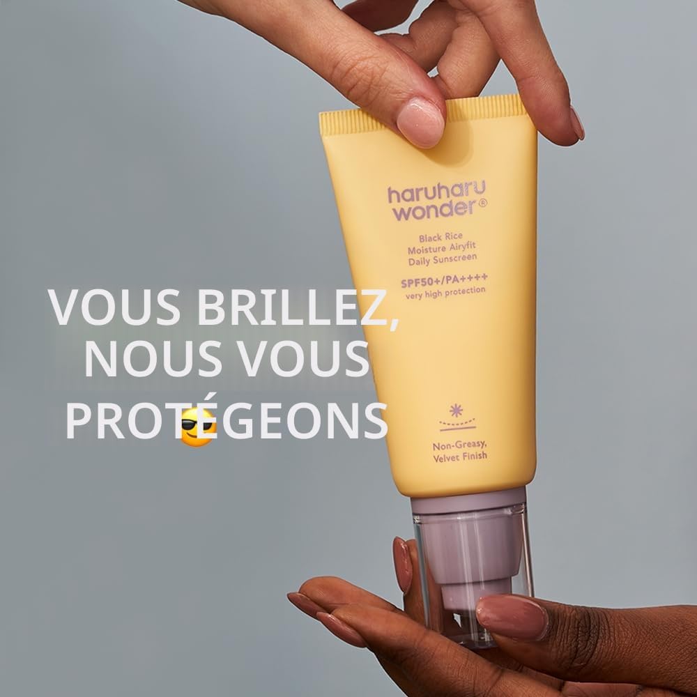 Detalle 2 de haruharu wonder Black Rice Moisture Airyfit Daily Sunscreen – Fini Velouté Non Gras, Sans Résidu Blanc (50 ml)