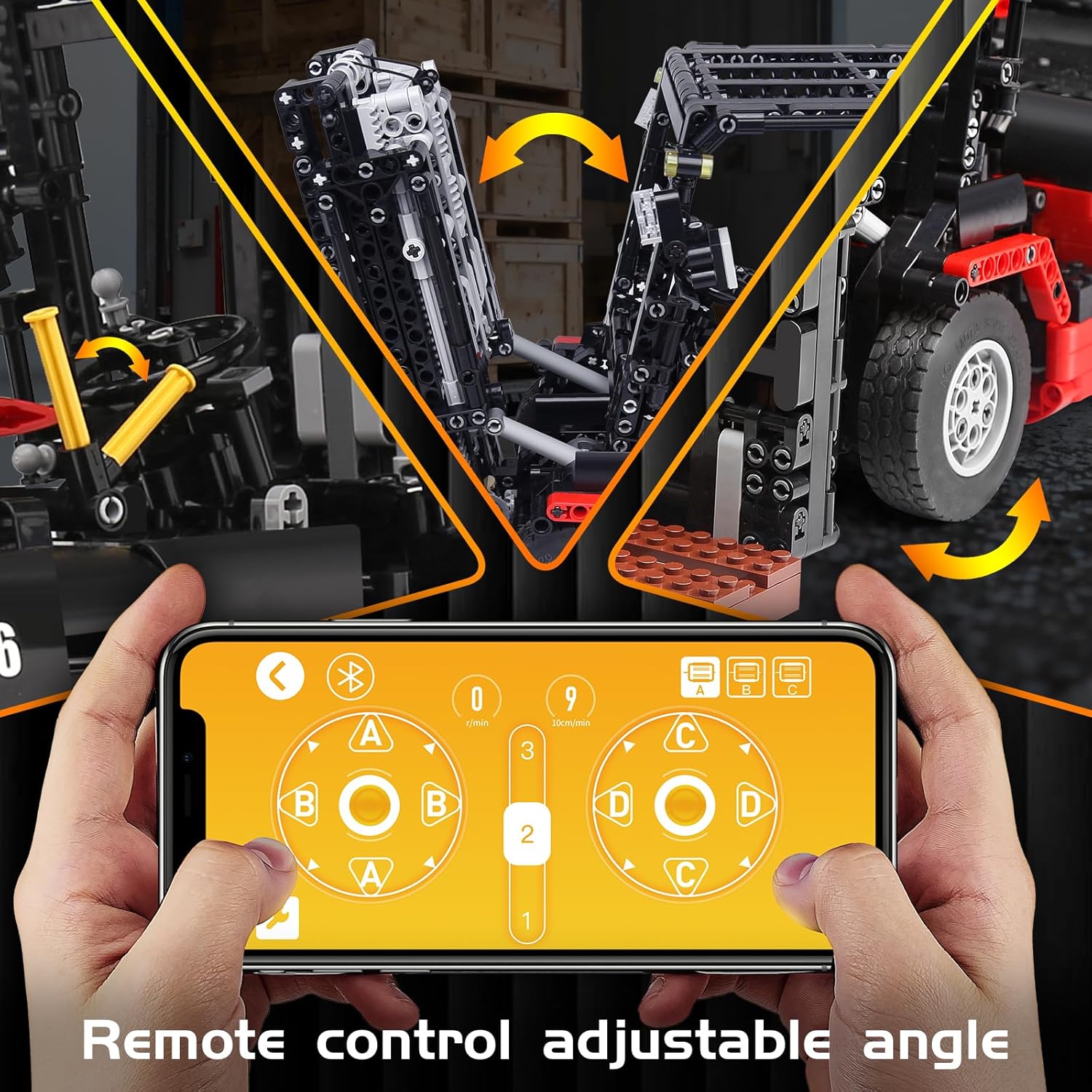 Thumbnail 2 de Mould King 13106 Technik Chariot élévateur télécommandé – 1 743 pièces, moteur 2,4 GHz, kit Technic (RC) pour adultes