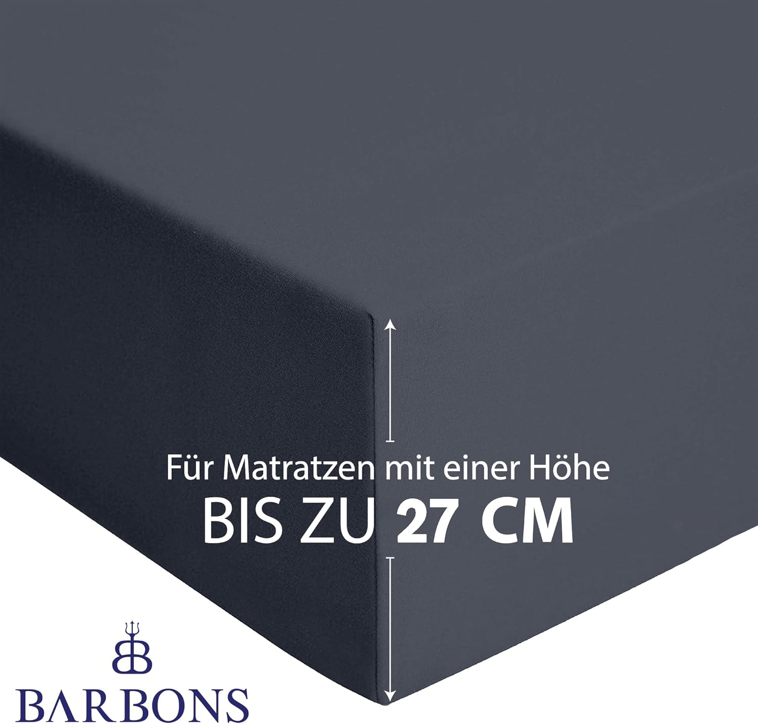 Thumbnail 2 de BARBONS Spannbettlaken 120x200 cm – 100% Baumwolle, Jersey, Oeko-Tex, Dunkelgrau