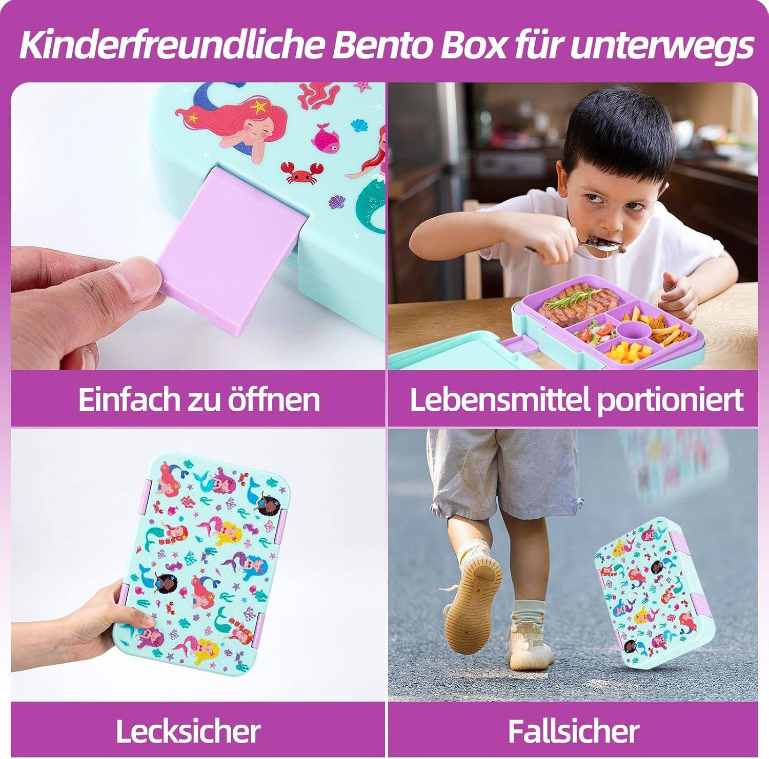 Thumbnail 2 de QCQHDU Kinder-Brotdose 810 ml mit 6 Fächern