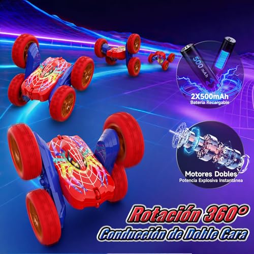 Detalle 2 de Coche Teledirigido 360° 4x4 Monster Truck Mirthigig – Luz y Acrobacias para Niños 4–12 años