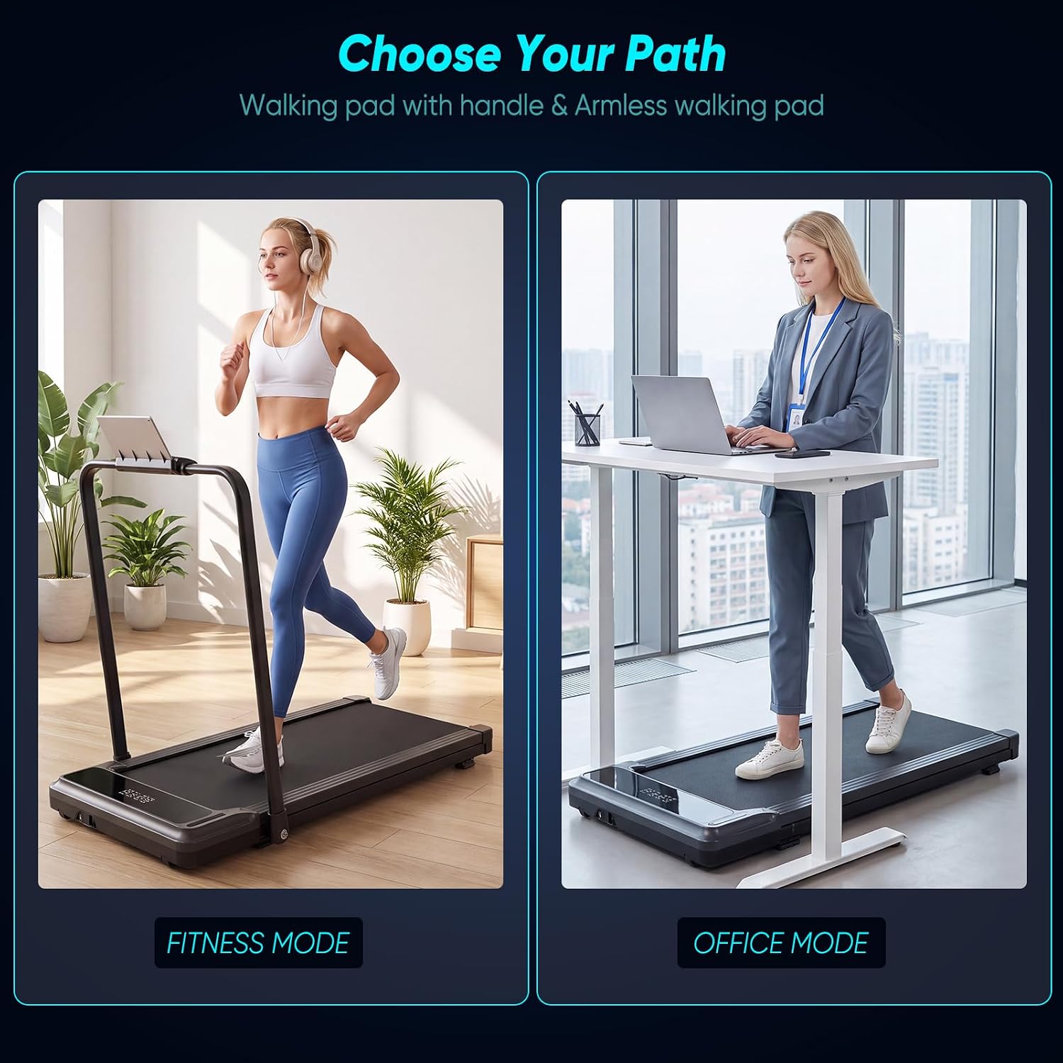 Detalle 2 de NEWBULIG PBJ-FS01 Walking Pad Treadmill with Handle Bar and LED Display