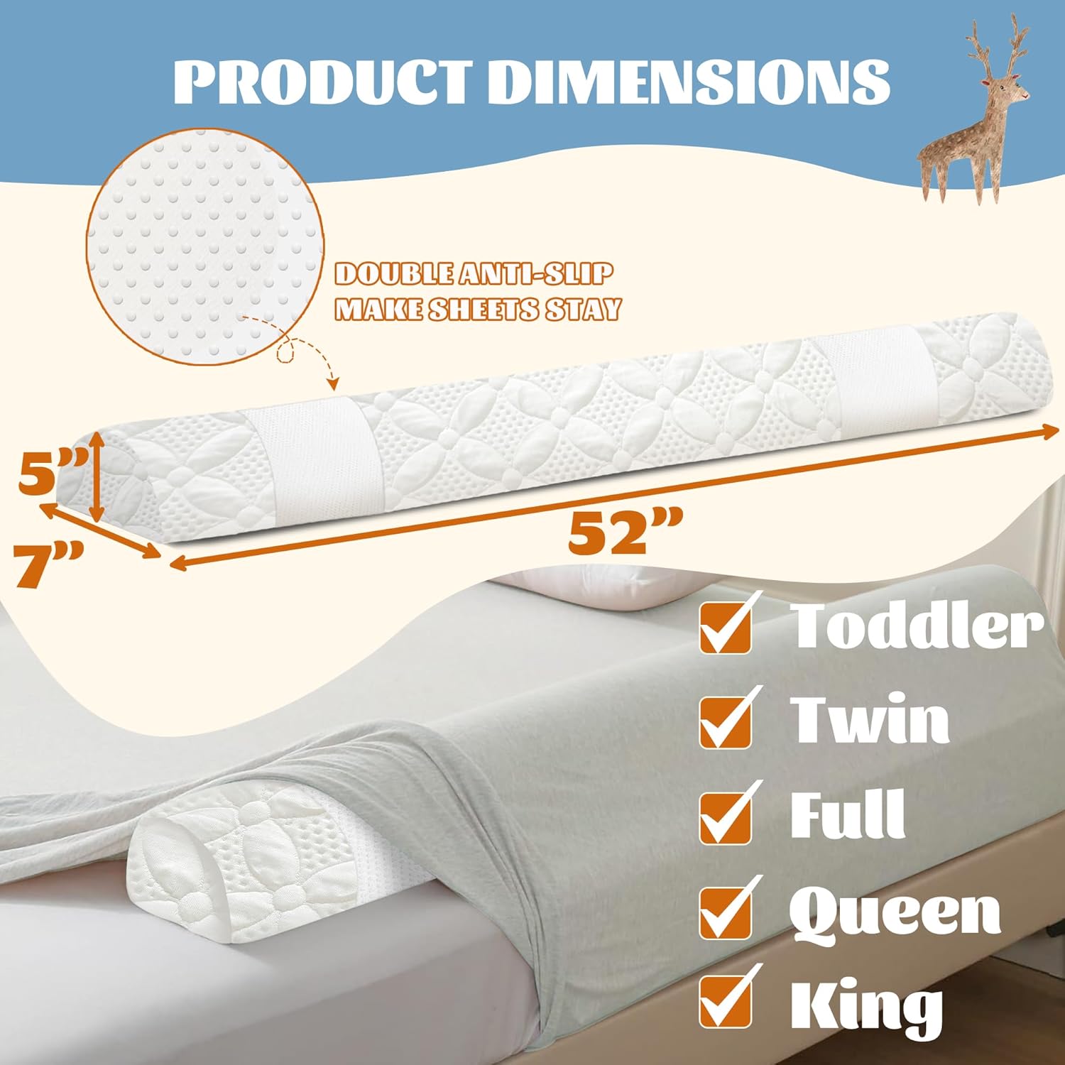 Thumbnail 4 de Asatdd Toddler Bed Bumper, Memory Foam Rail with Washable Cover