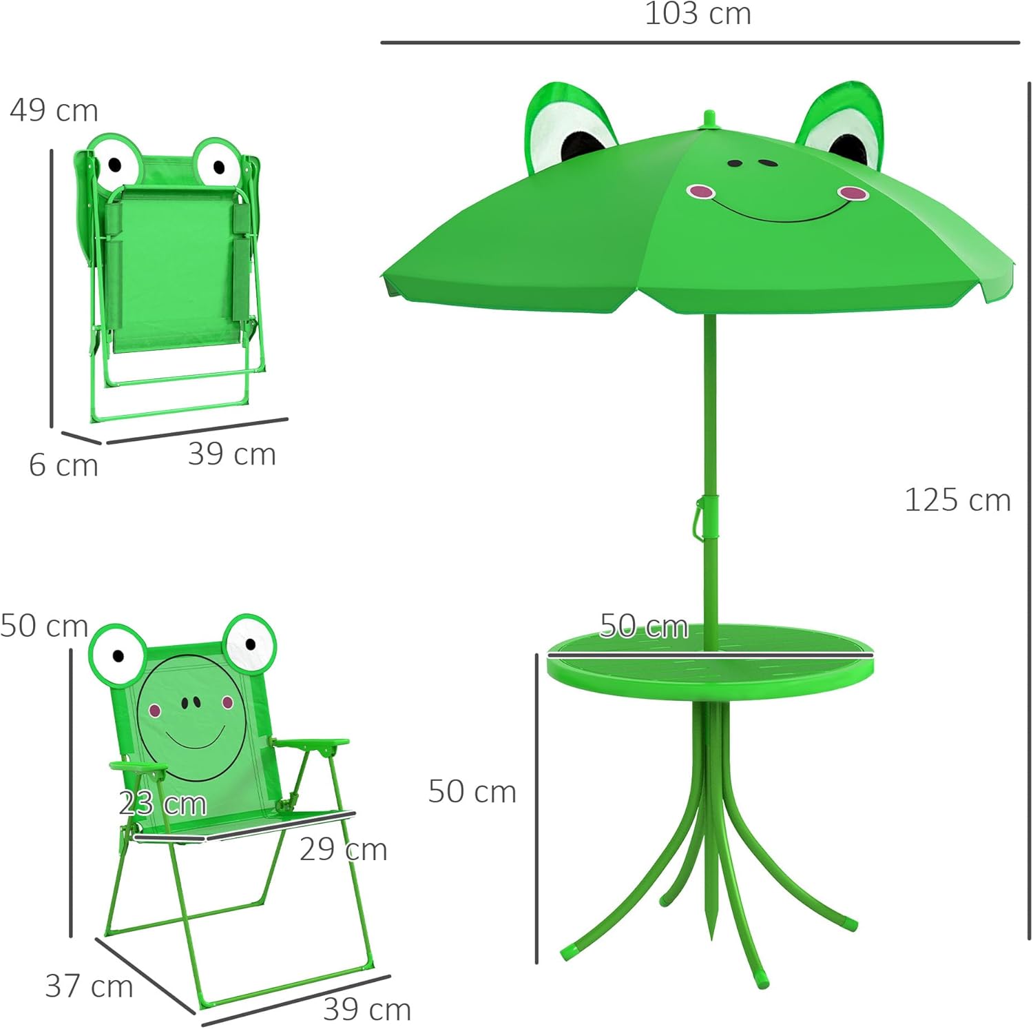 Thumbnail 6 de Outsunny Set de Mesa y Sillas Infantil con Sombrilla 100-125 cm