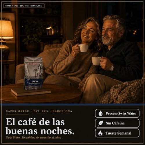 Detalle de Café En Grano Descafeinado (2 x 500 g) de CAFÉS MATEU EST. 1926 Barcelona