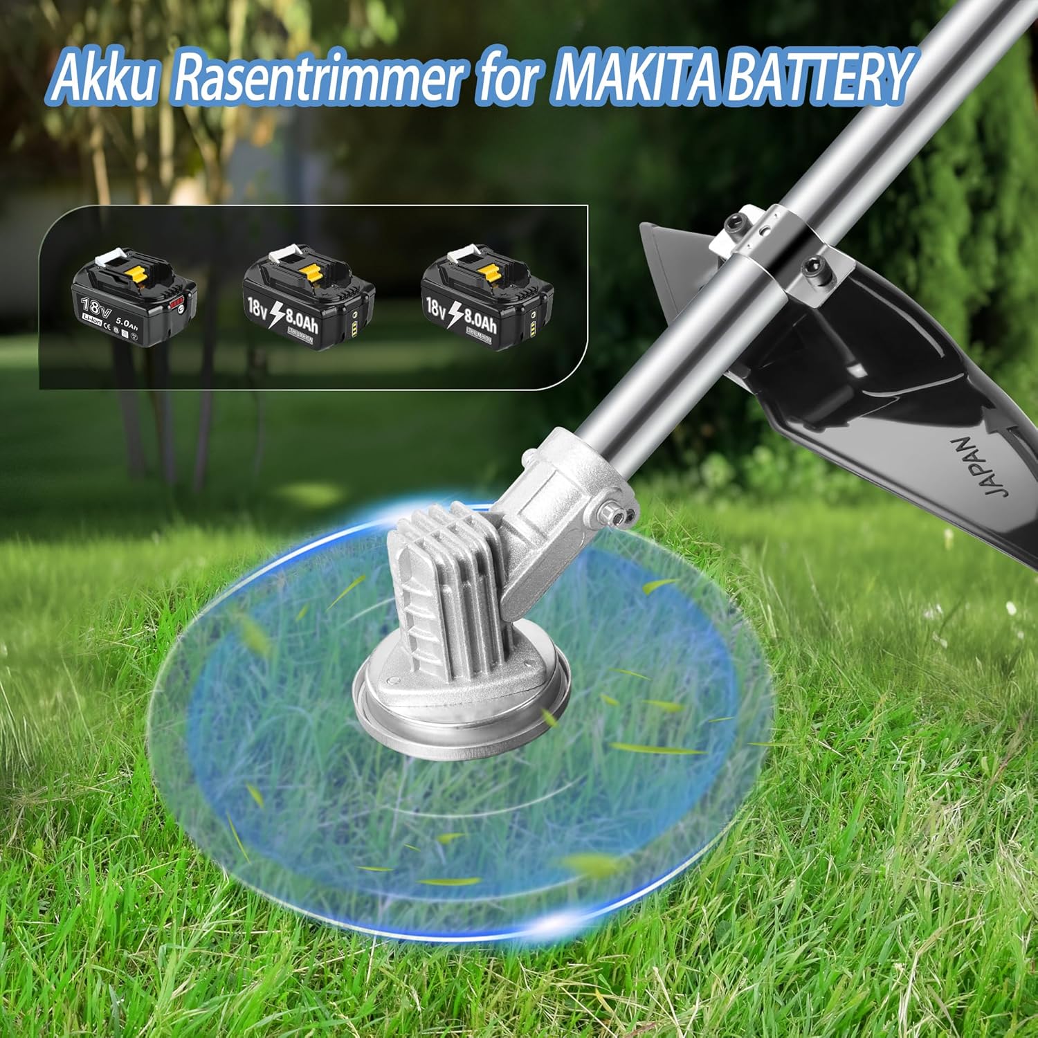 Detalle de Decespugliatore a Batteria con 2 Batterie 4,0Ah e 4 Tipi di Lame – Tagliaerba e Tagliabordi 3 in 1