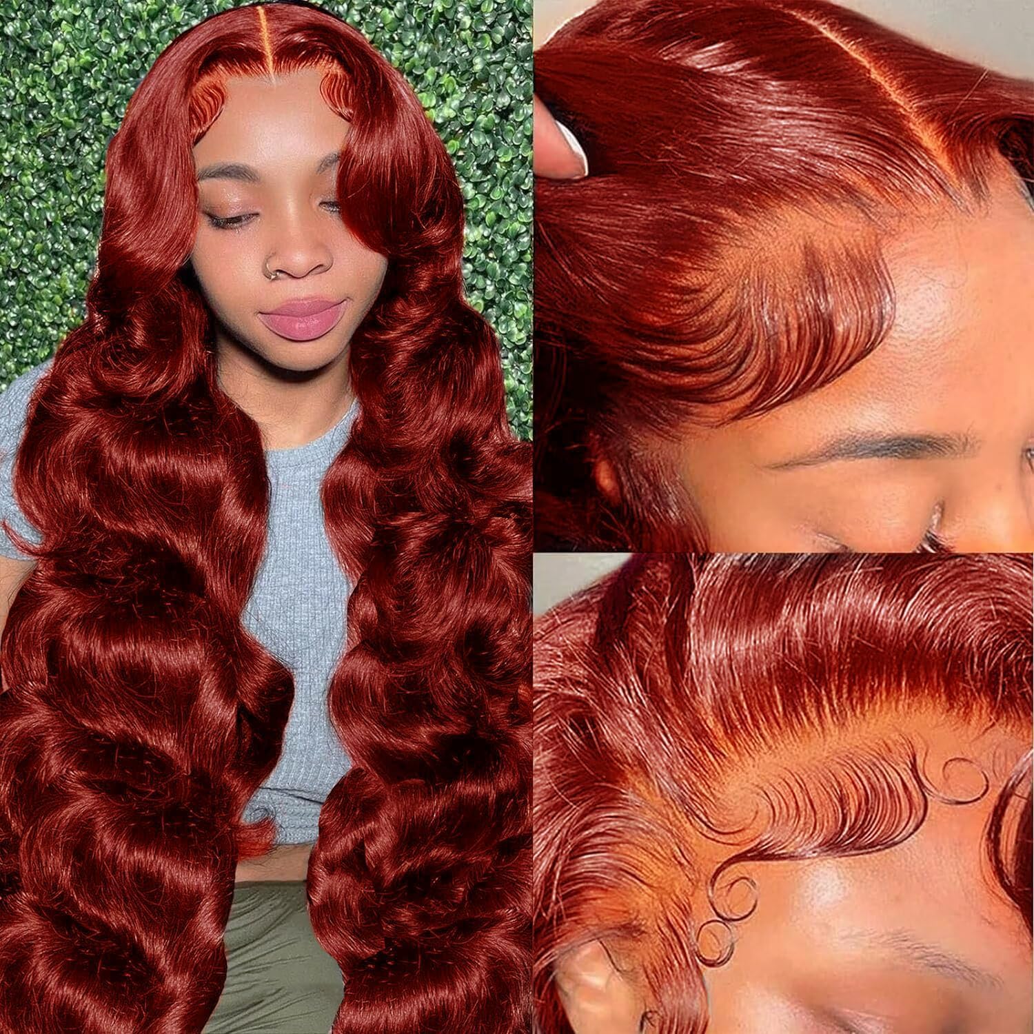 Imagen de METDIO Reddish Brown Lace Front Wig 13x6 Body Wave, 180% Density, 26 Inch, 100% Human Hair en OfertitasTOP