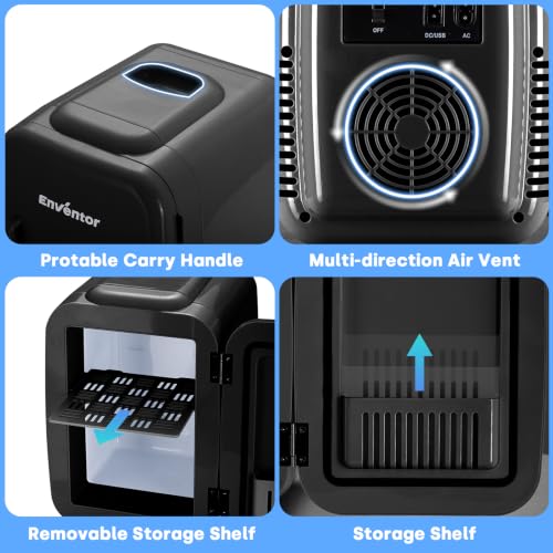 Detalle de Enventor Mini Fridge 4 Litre: Compact, Dual-Power Cooler for Home and On the Go