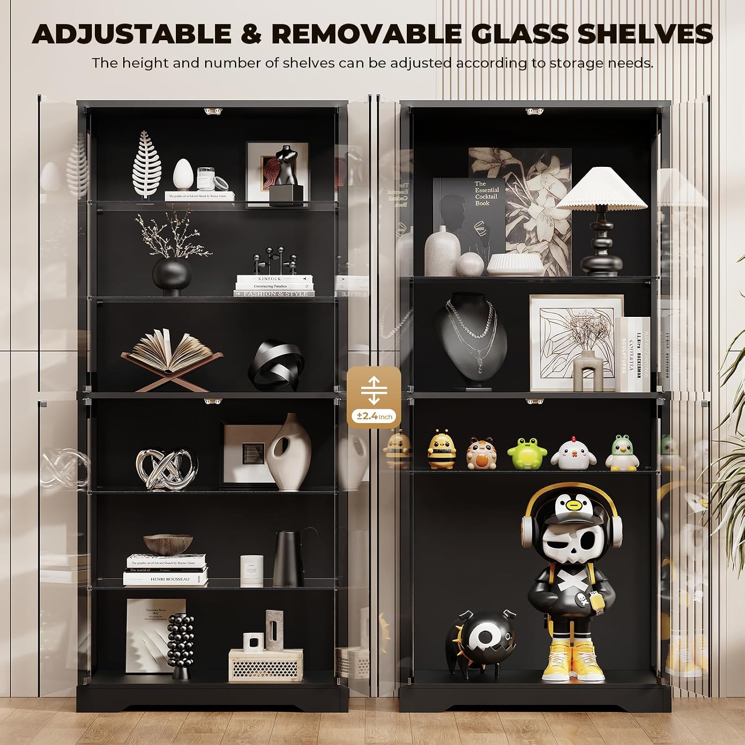 Thumbnail 5 de BROTTAR BD019B 71-Inch Display Cabinet with Glass Door, Adjustable Shelves and 3-Color Lights