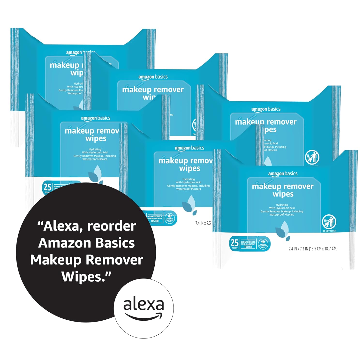 Thumbnail 4 de Amazon Basics Makeup Remover Wipes: Gentle Hydrating Cleansing with Hyaluronic Acid, 6-Pack (25-count each)