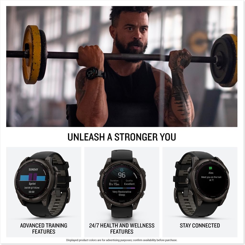 Detalle de Garmin fēnix 8 Solar Sapphire, 47mm DLC Titanium Black/Pebble Gray