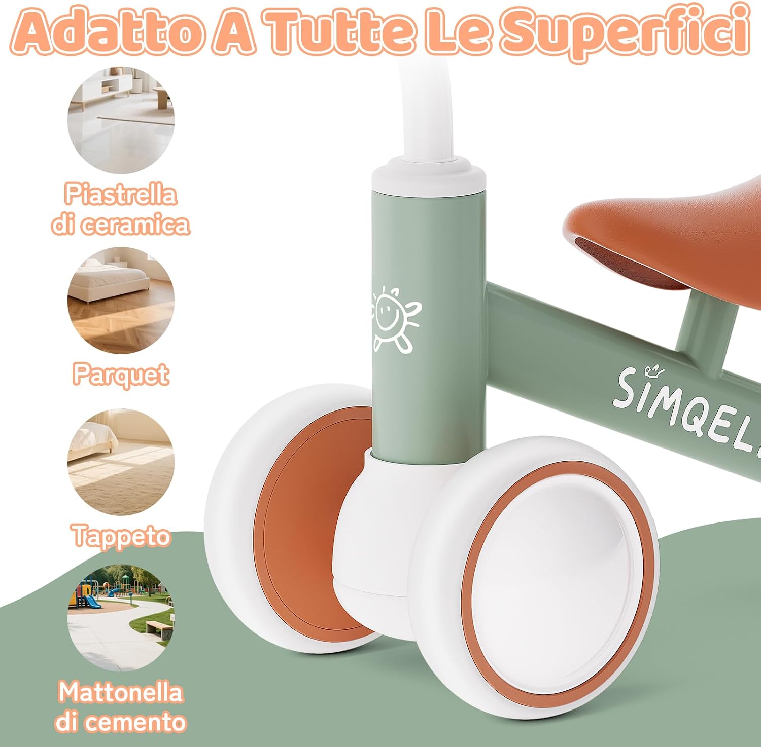 Thumbnail 5 de SIMQELLI Bicicletta Senza Pedali per 1 Anno (10-24 Mesi) – equilibrio sicuro per bambini con 4 ruote (Verde)