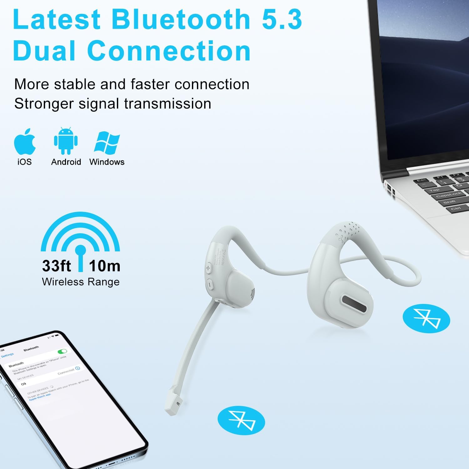 Thumbnail 6 de iDIGMALL G9 Open-Ear Bluetooth Headset with Detachable Microphone