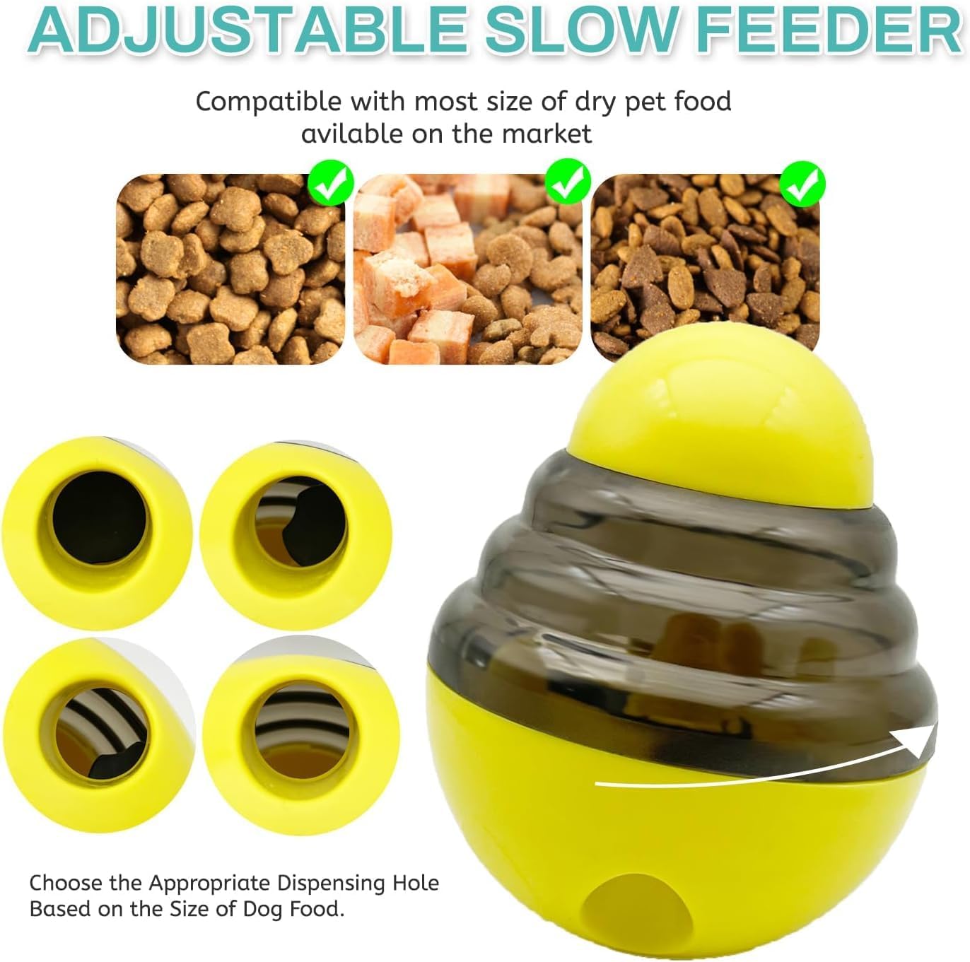 Detalle de Anlitent Interactive Treat Dispensing Puzzle Dog Toy (rolling, wobble slow feeder for small/medium dogs)