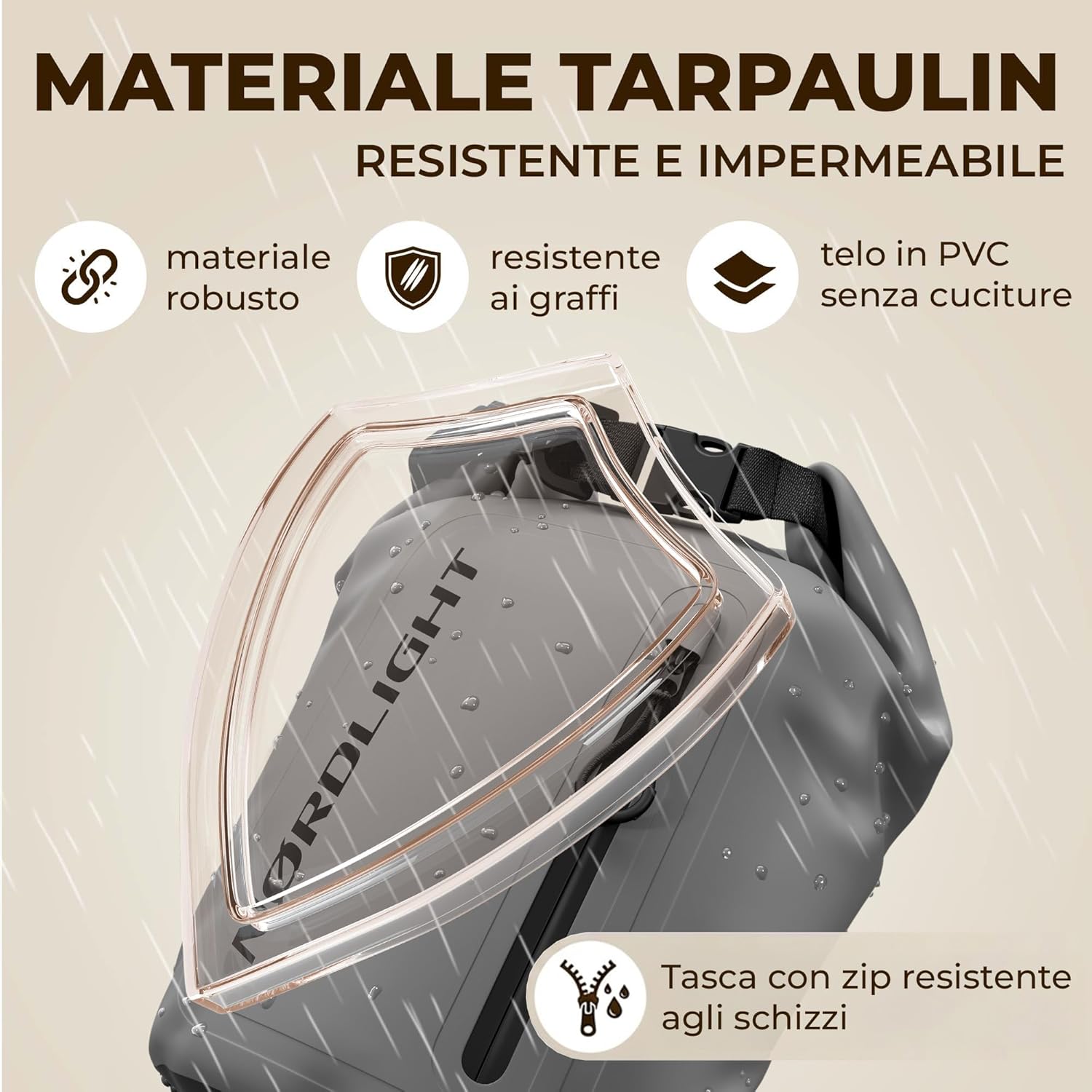 Detalle de Nordlight Dry Bag Sacca impermeabile da 30 litri con custodia per cellulare e chiusura arrotolabile