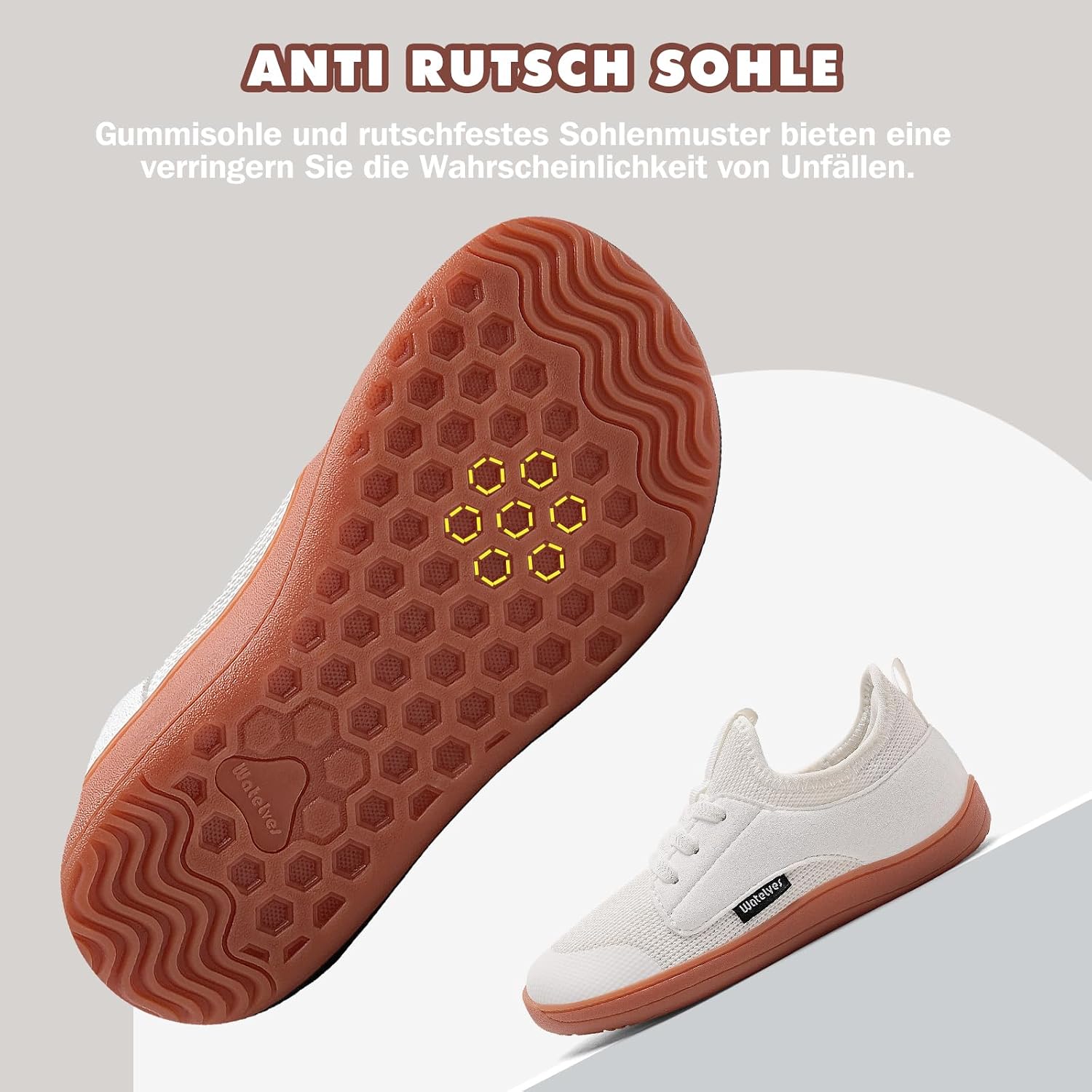 Detalle 2 de WateLves Kinder Barfußschuhe „breite Zehensohle“ ohne Verschluss – für Jungen & Mädchen im Alltag