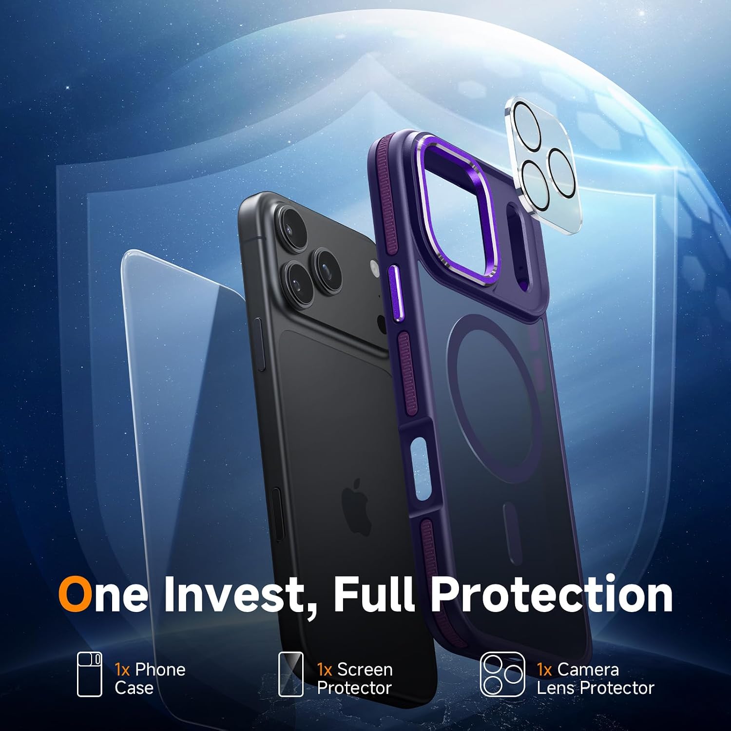 Detalle 2 de DOMAVER 3 in 1 Case for iPhone 17 Pro Max with Screen Protector, Camera Cover and MagSafe Compatibility