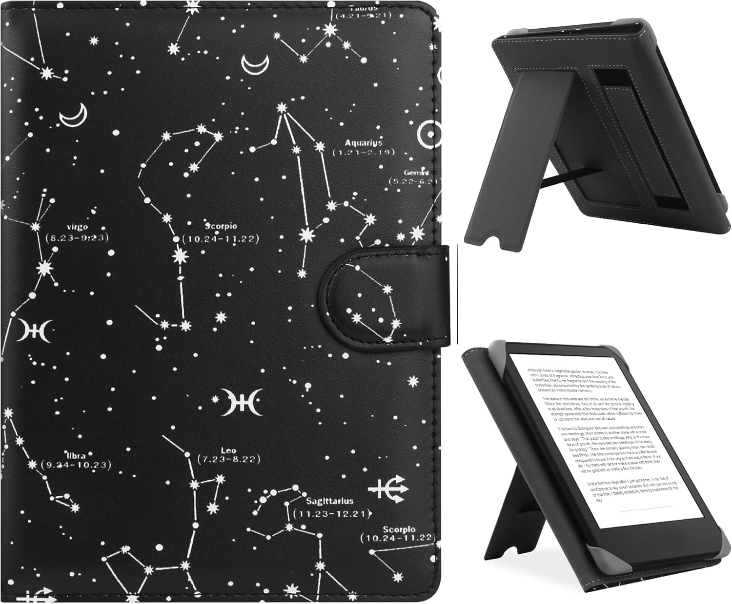 Thumbnail 5 de HoYiXi Universalhülle für 6.8–7'' eReader – PU-Leder Schutzhülle mit Standfunktion, Silikon-Clips und Magnetverschluss (Lila)