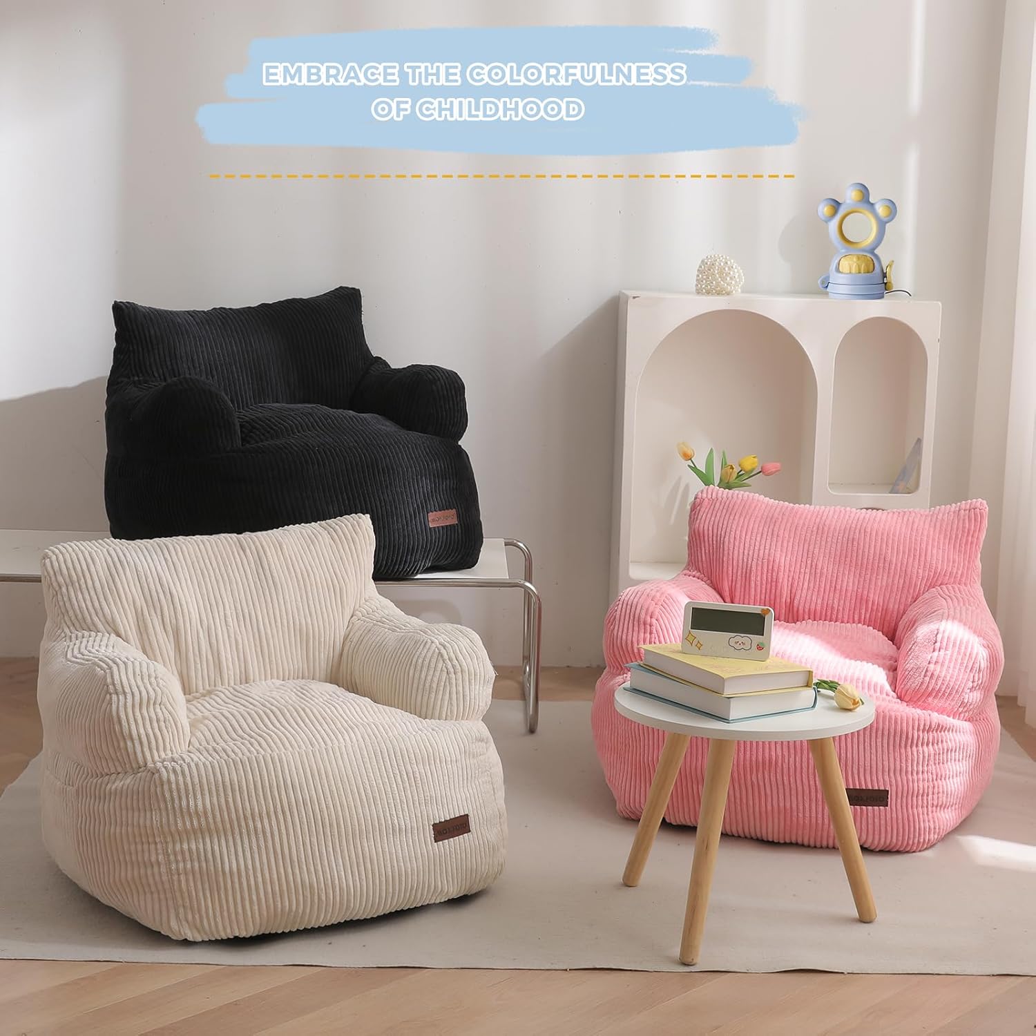 Thumbnail 3 de MAXYOYO Kids Bean Bag Chair with Pocket Floor Chair for Reading and Gaming (Beige)