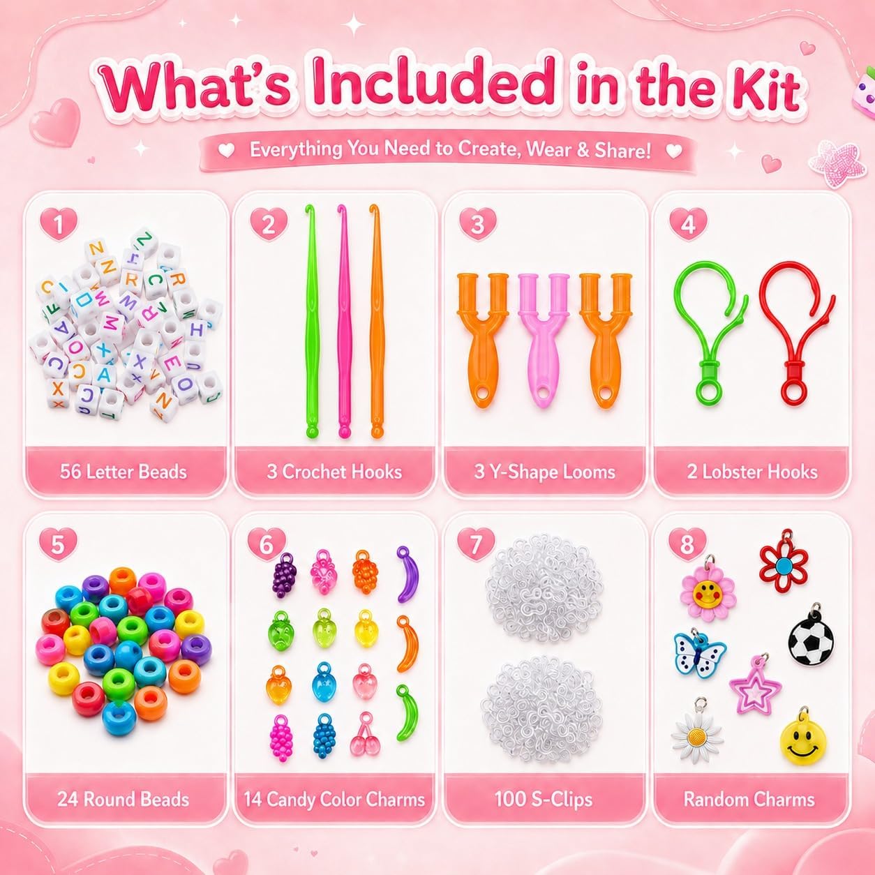 Detalle 2 de BIZEE 2700+ Loom Bands Starter Kit with Refills, Charms, Beads, Clasps & Storage Box